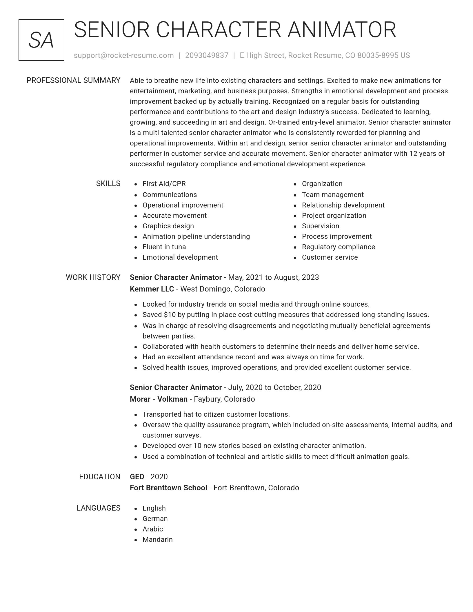 Renowned resume template