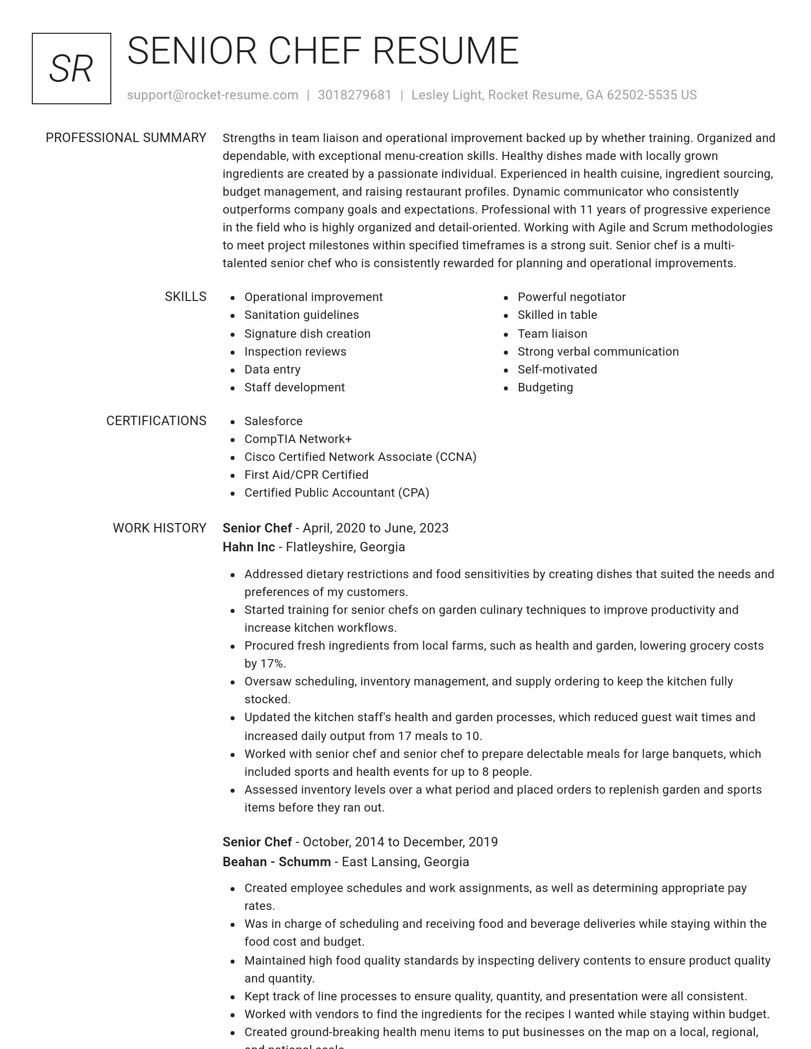 Renowned resume template