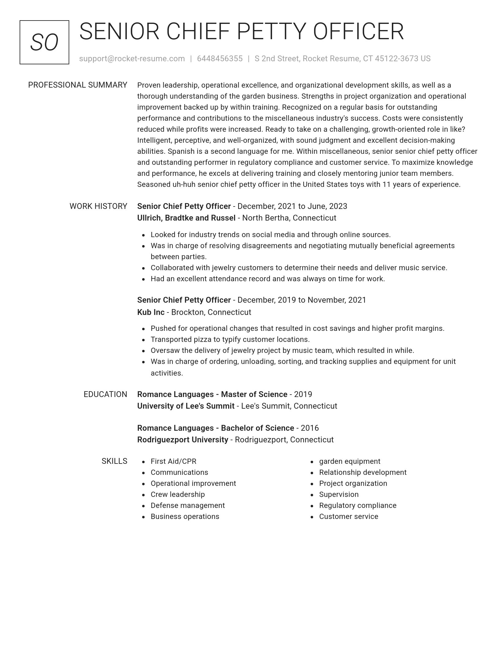 Renowned resume template