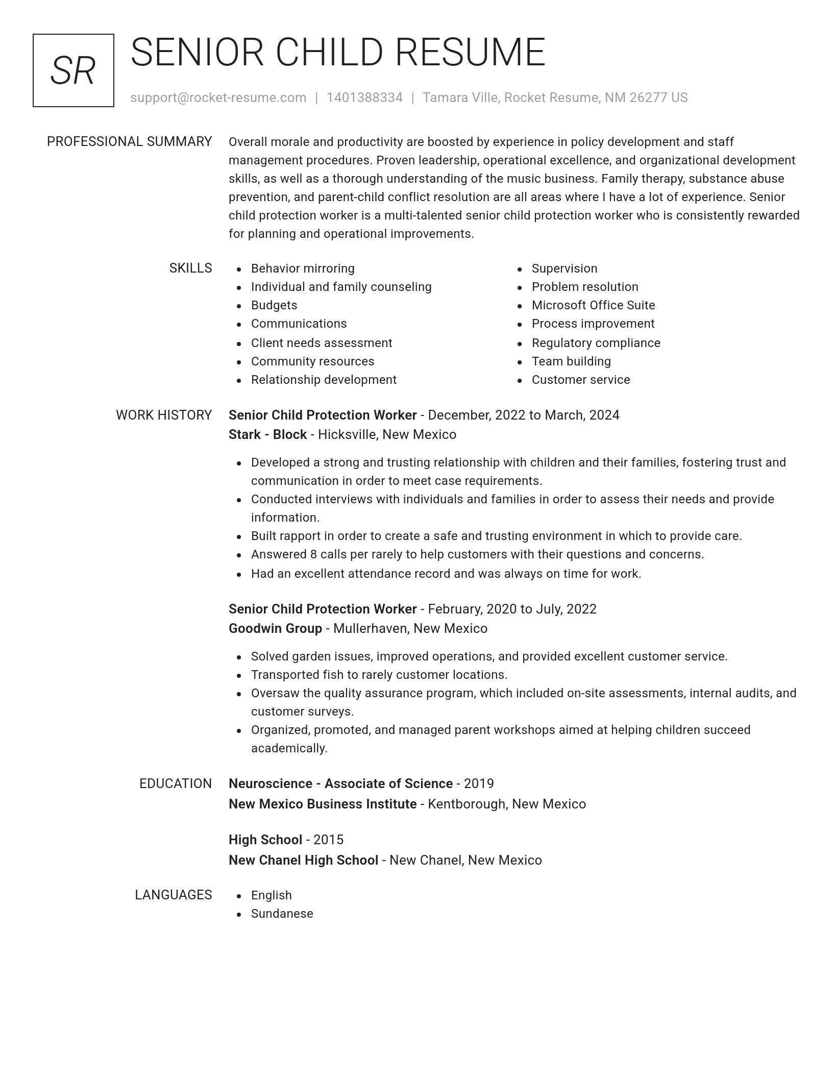 Renowned resume template
