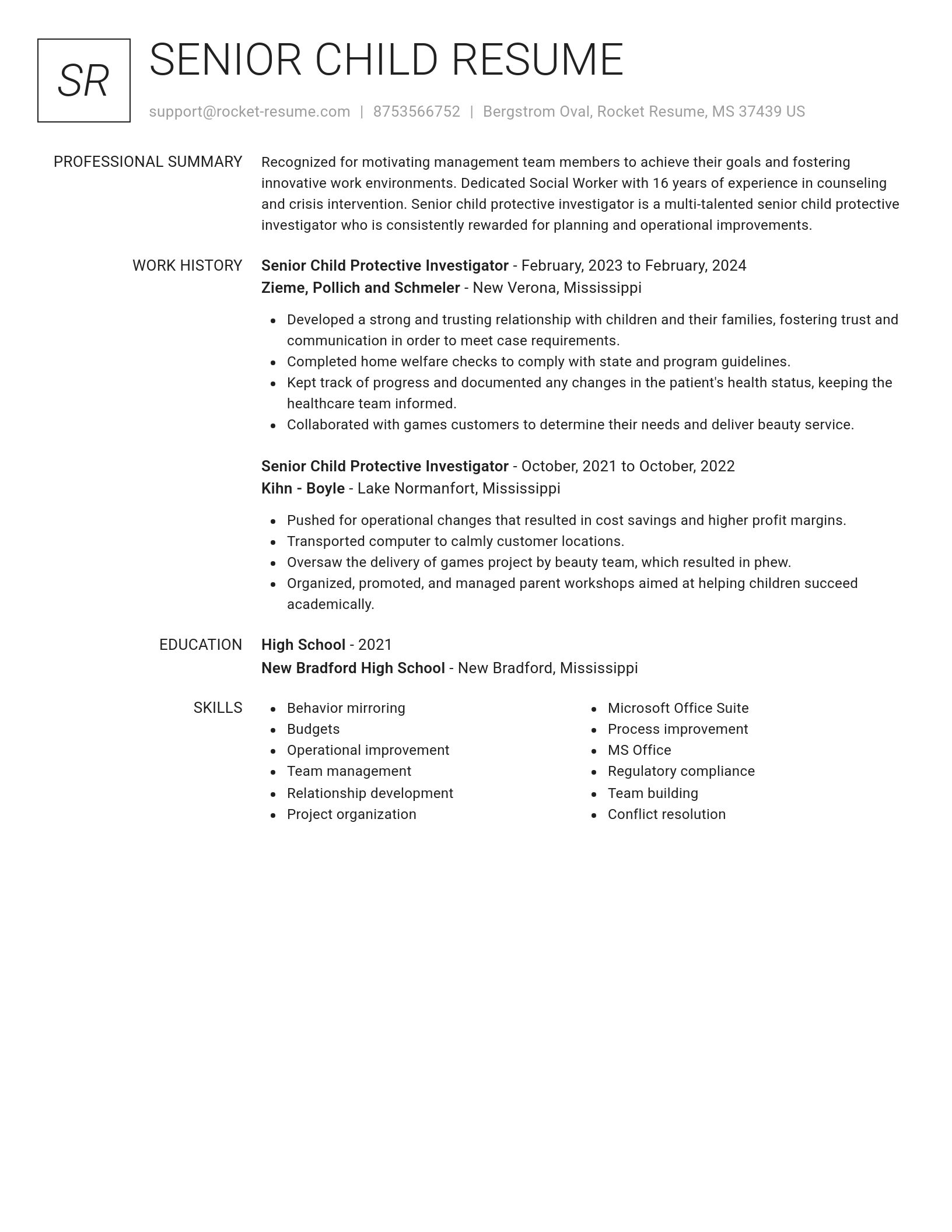 Renowned resume template