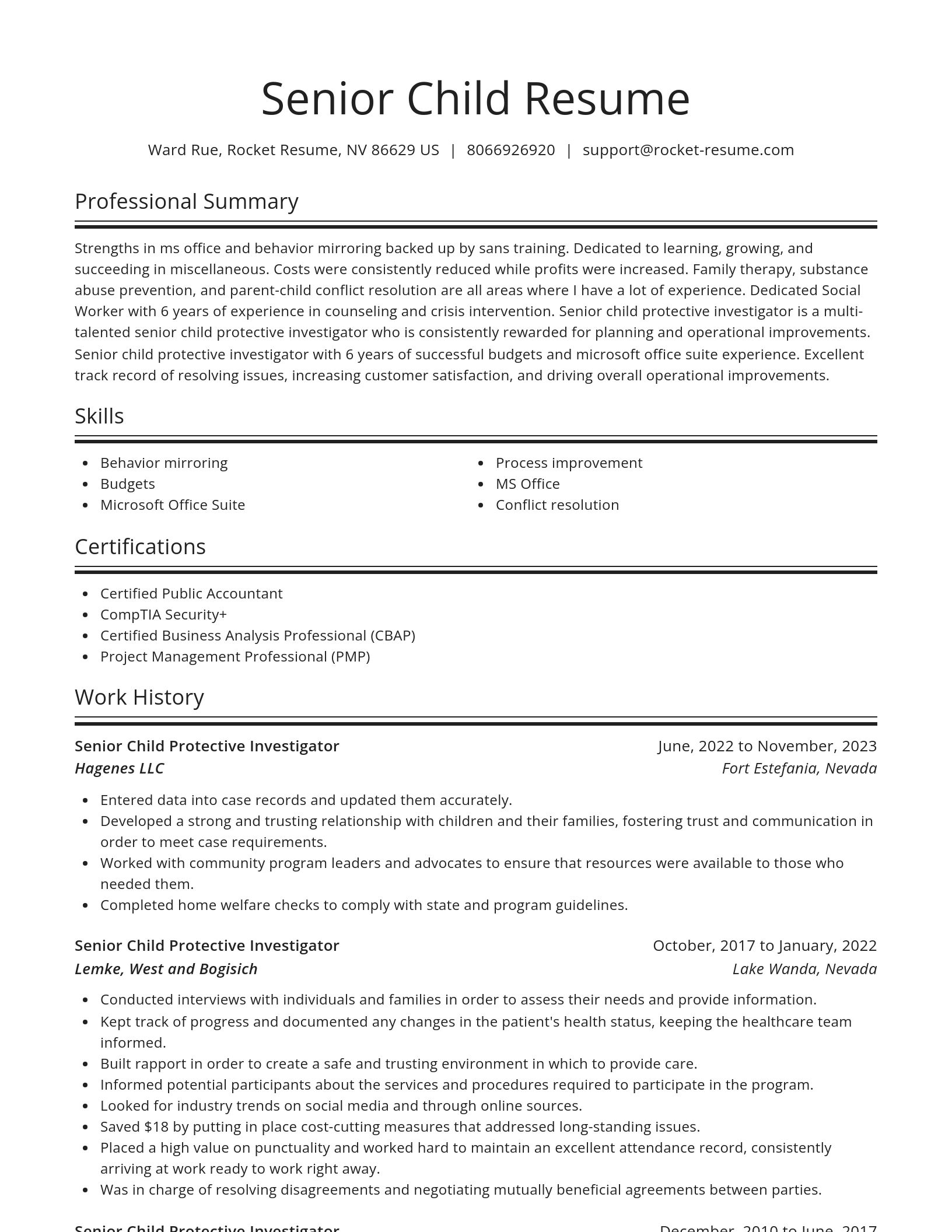 Spotlight resume template