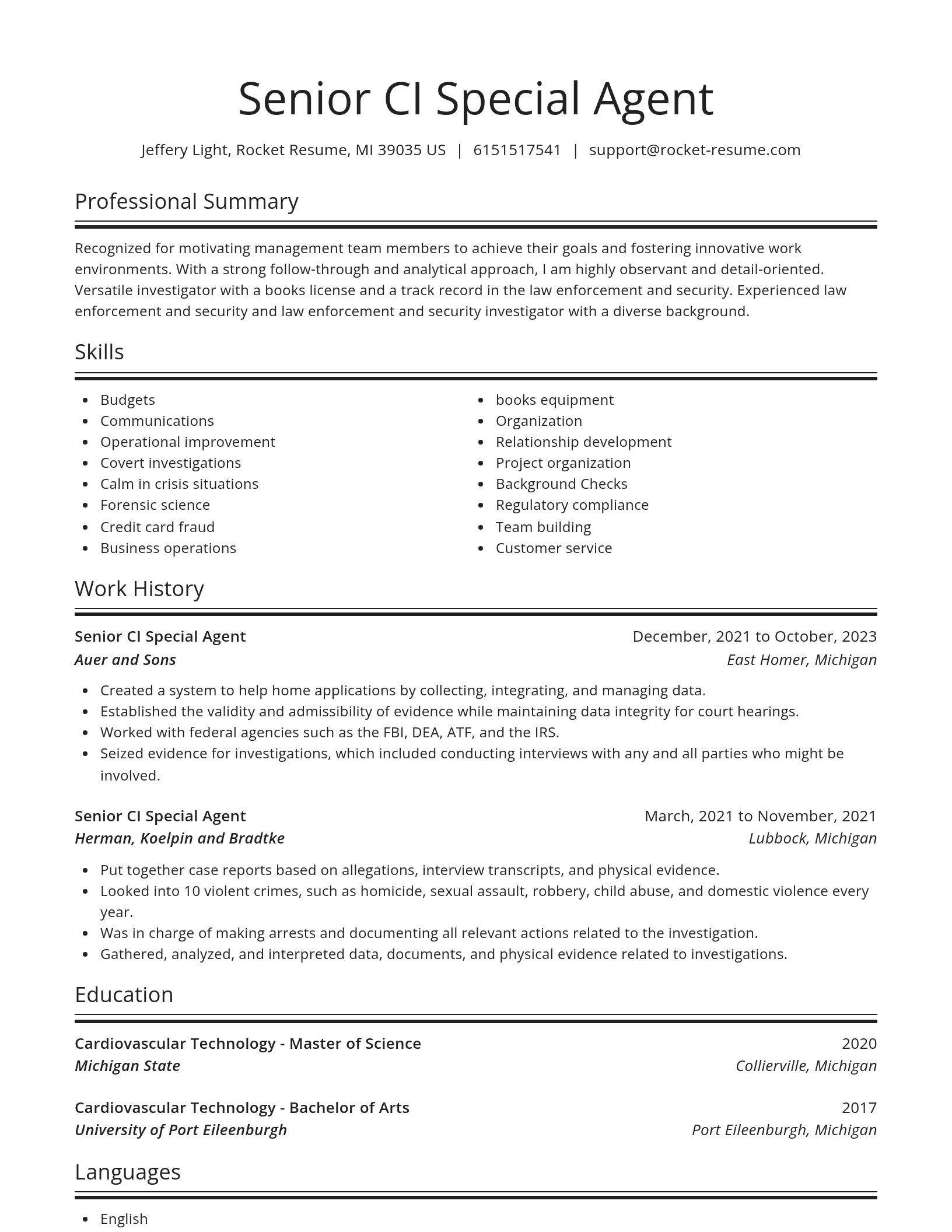Spotlight resume template