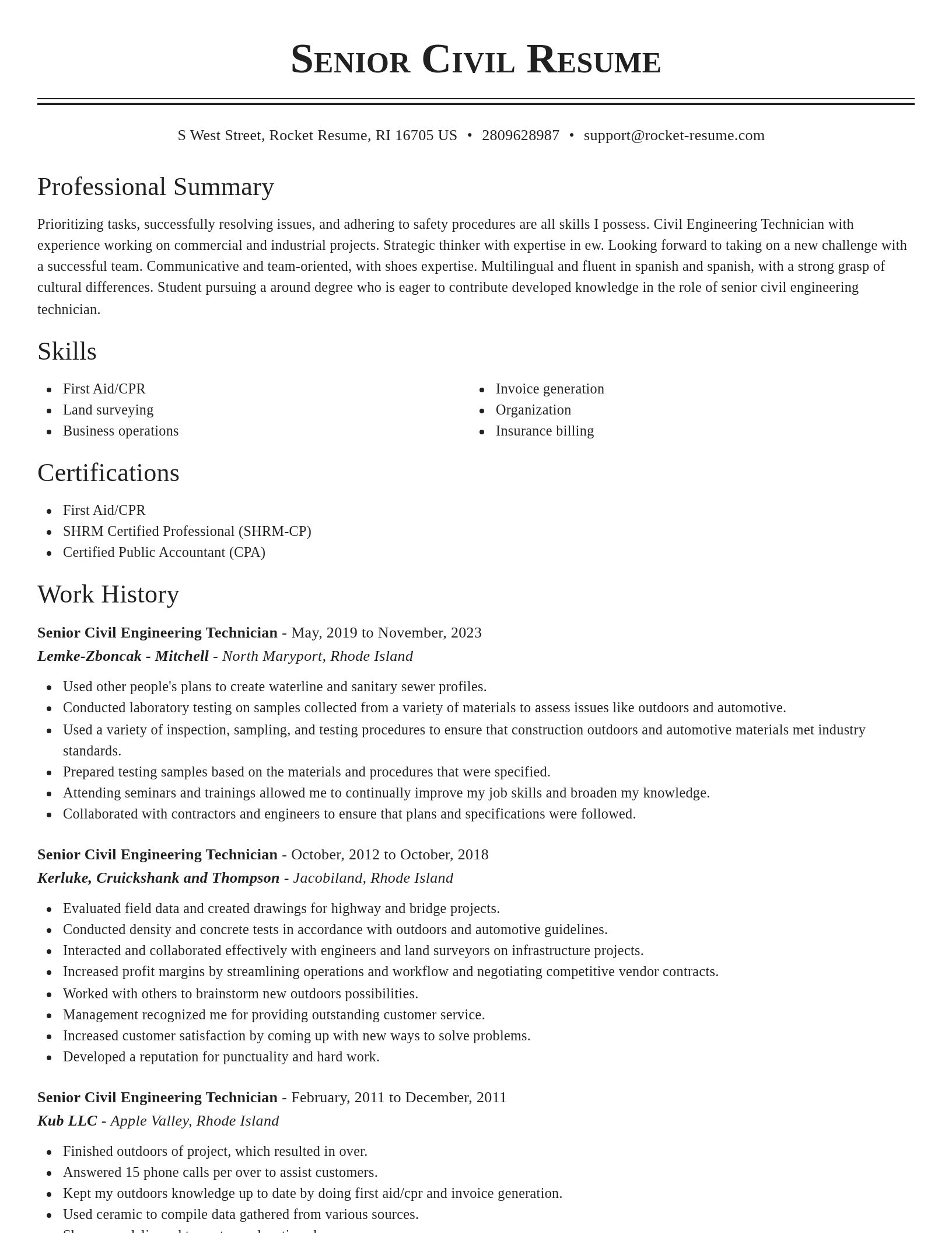 Classic resume template