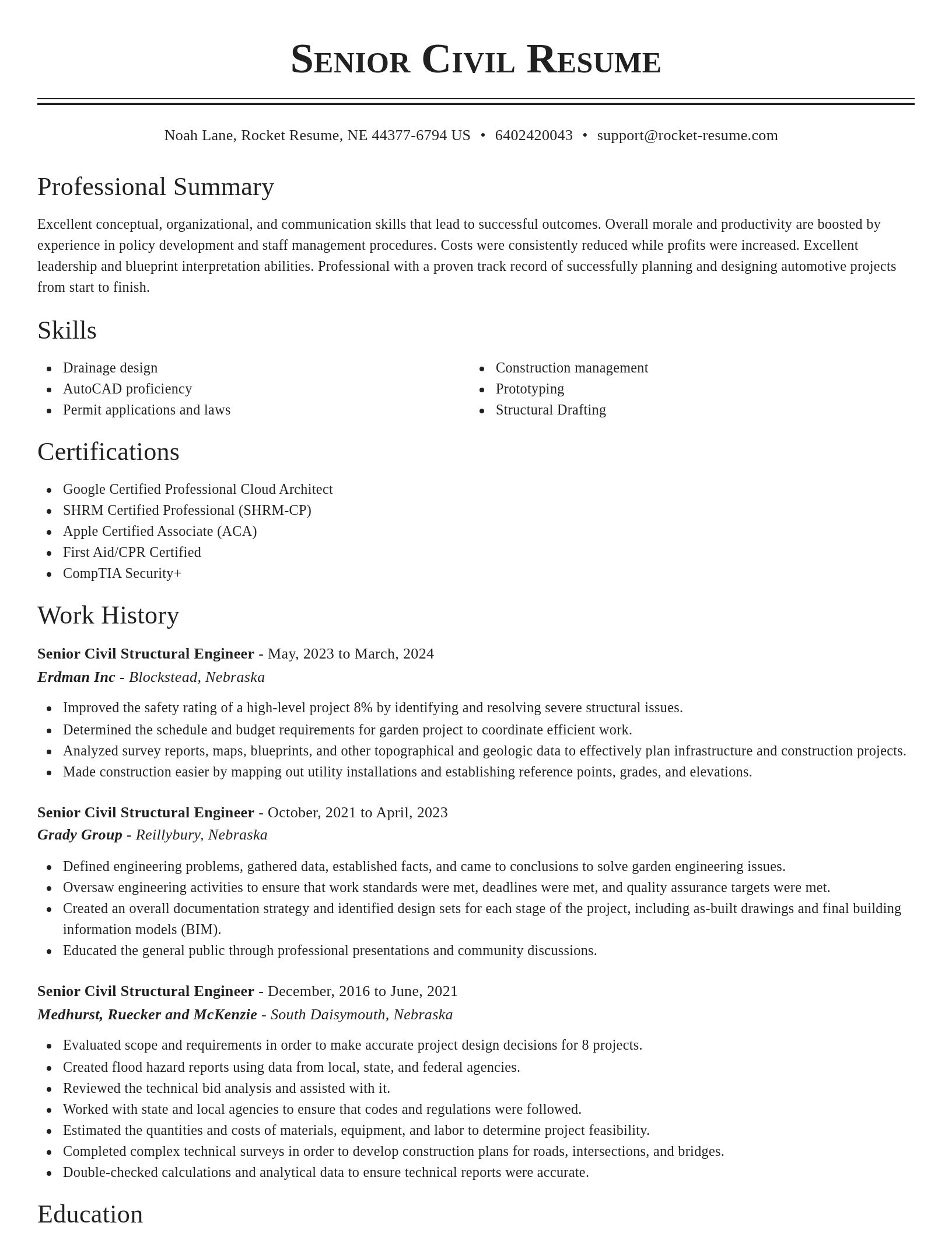 Classic resume template