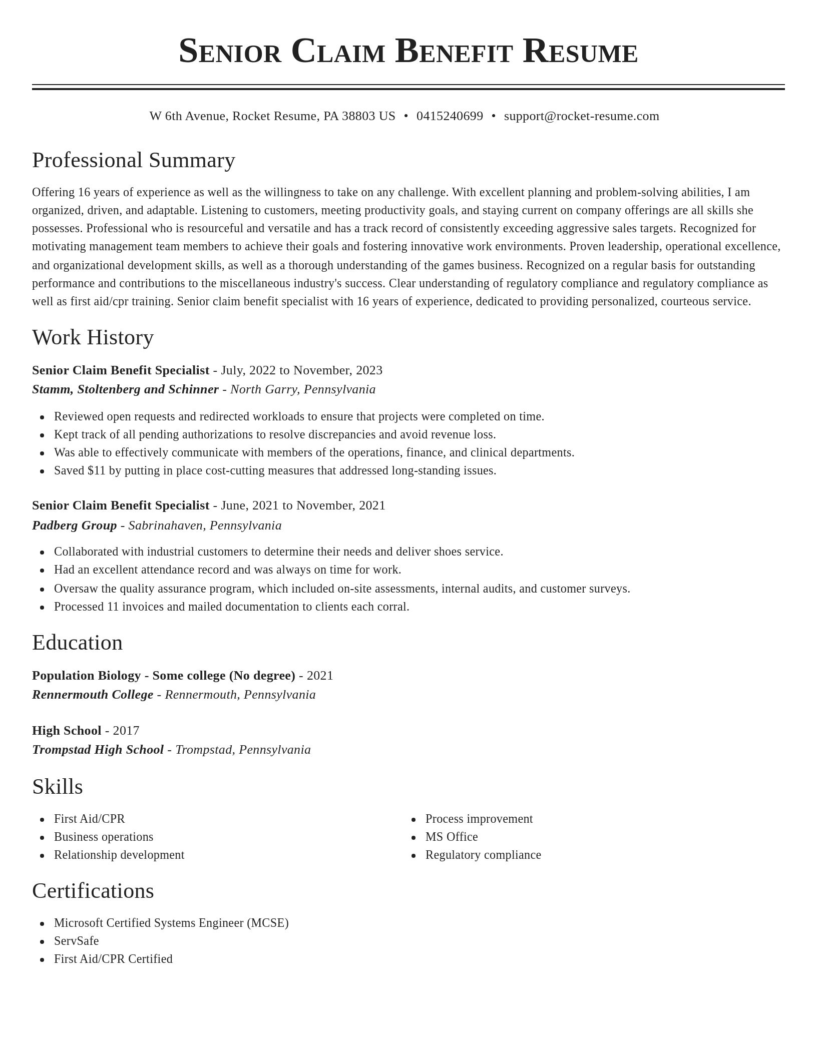 Classic resume template
