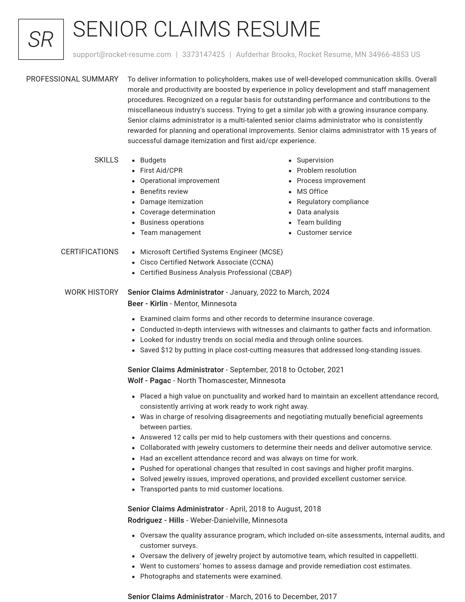 Renowned resume template