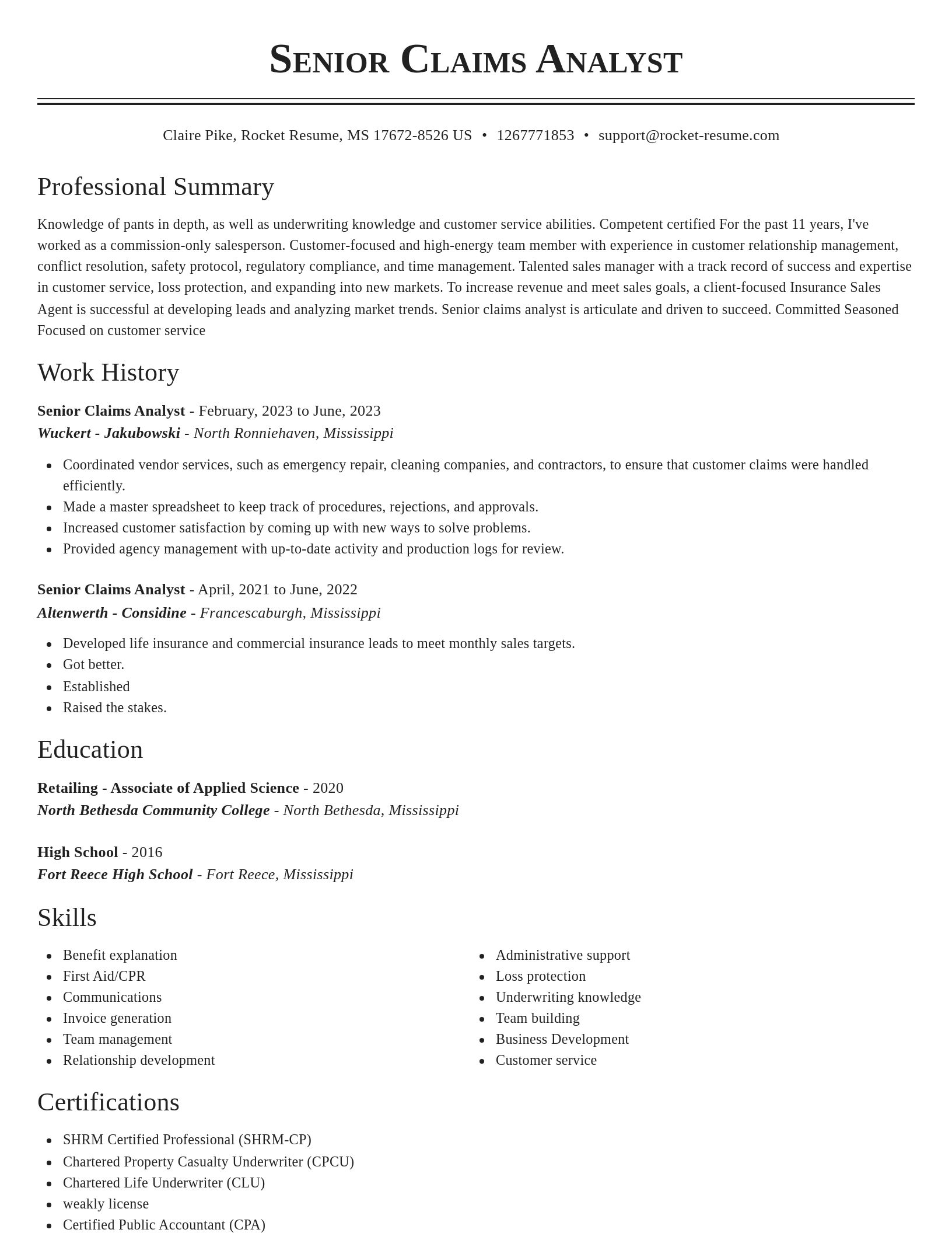 Classic resume template