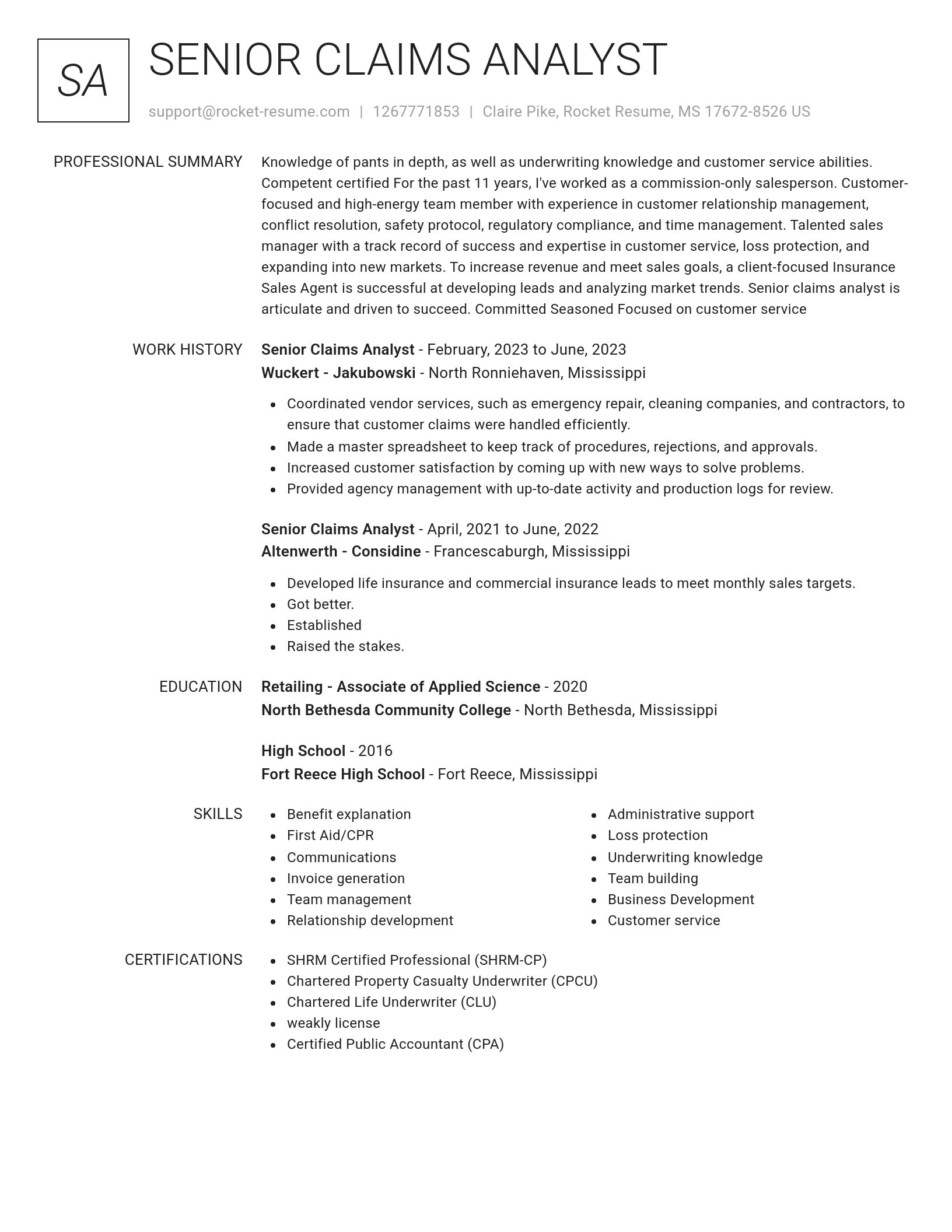 Renowned resume template