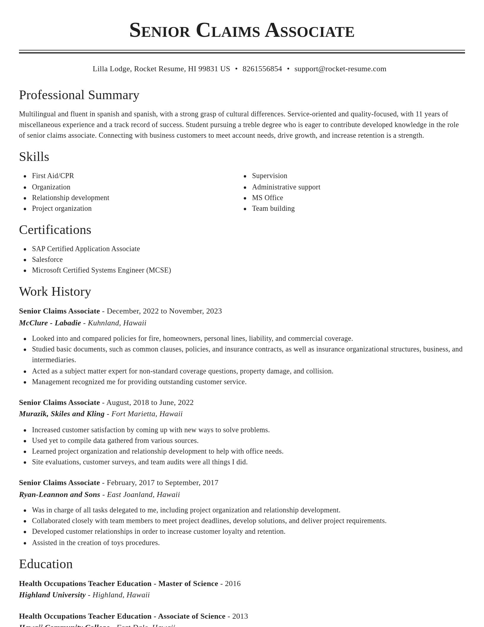 Classic resume template