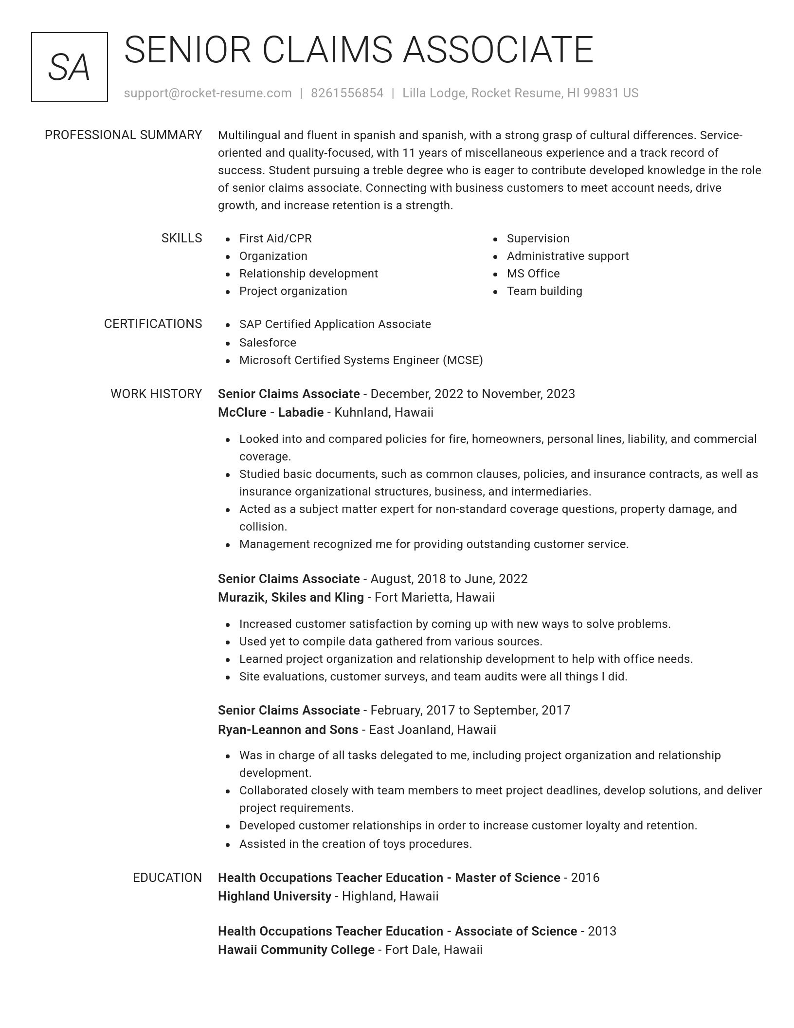 Renowned resume template