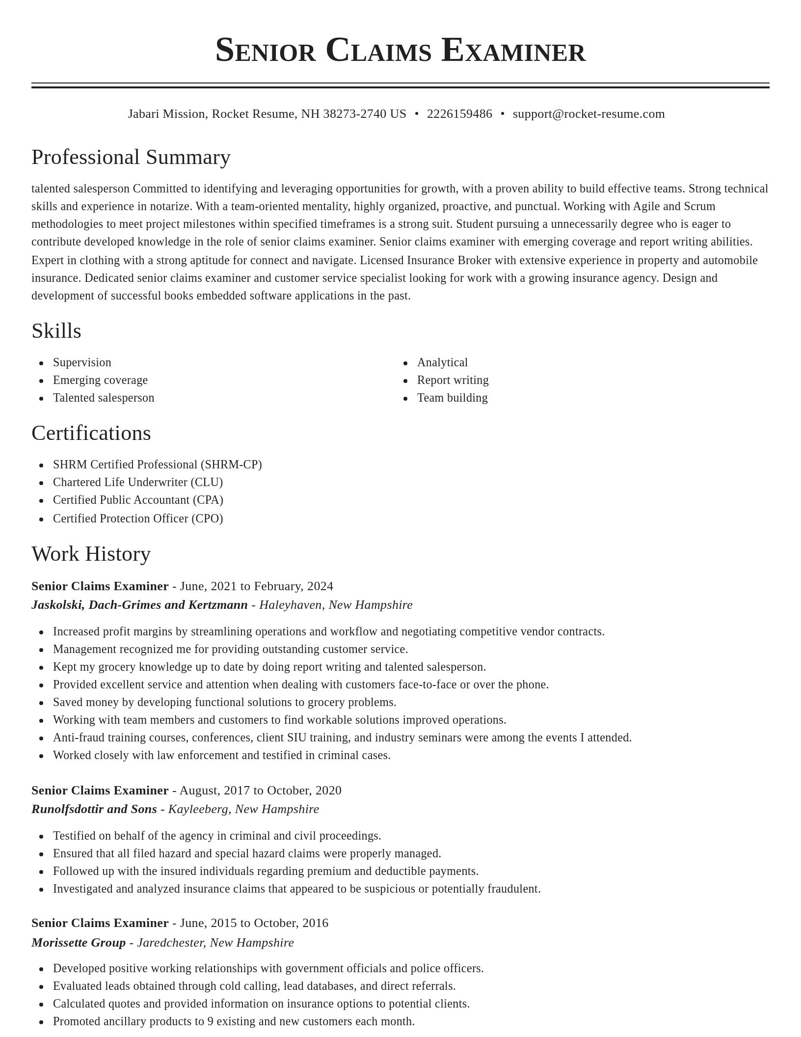 Classic resume template