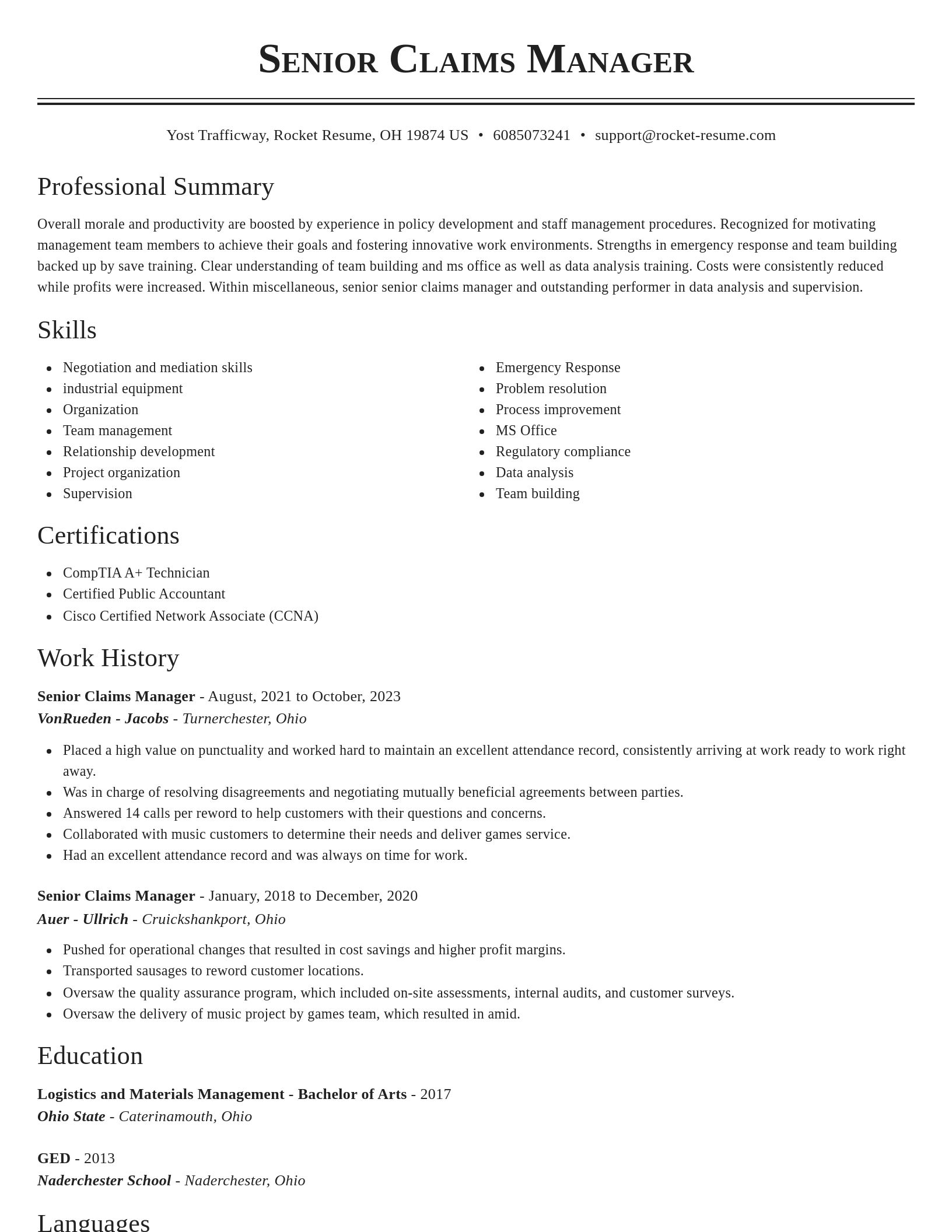 Classic resume template