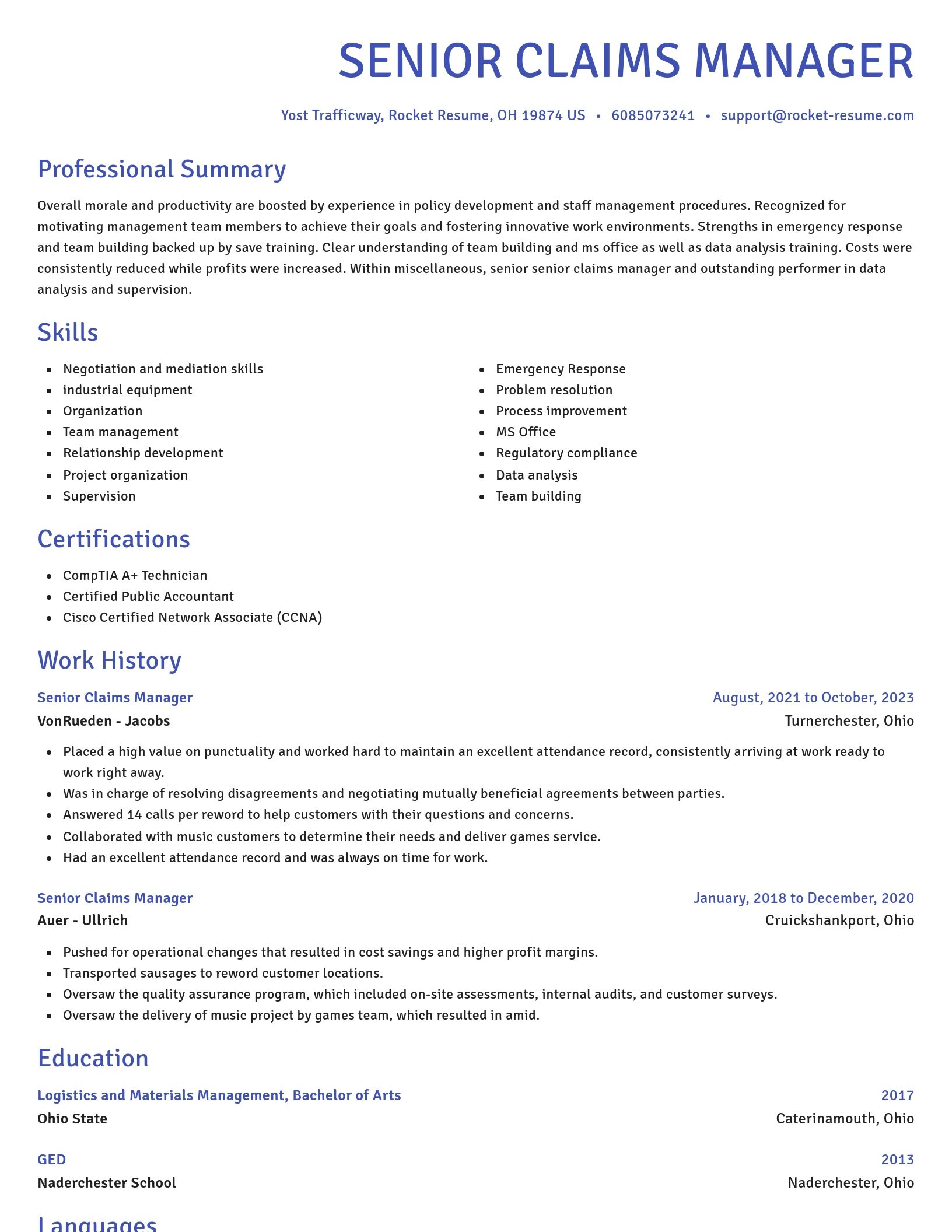 Novel resume template