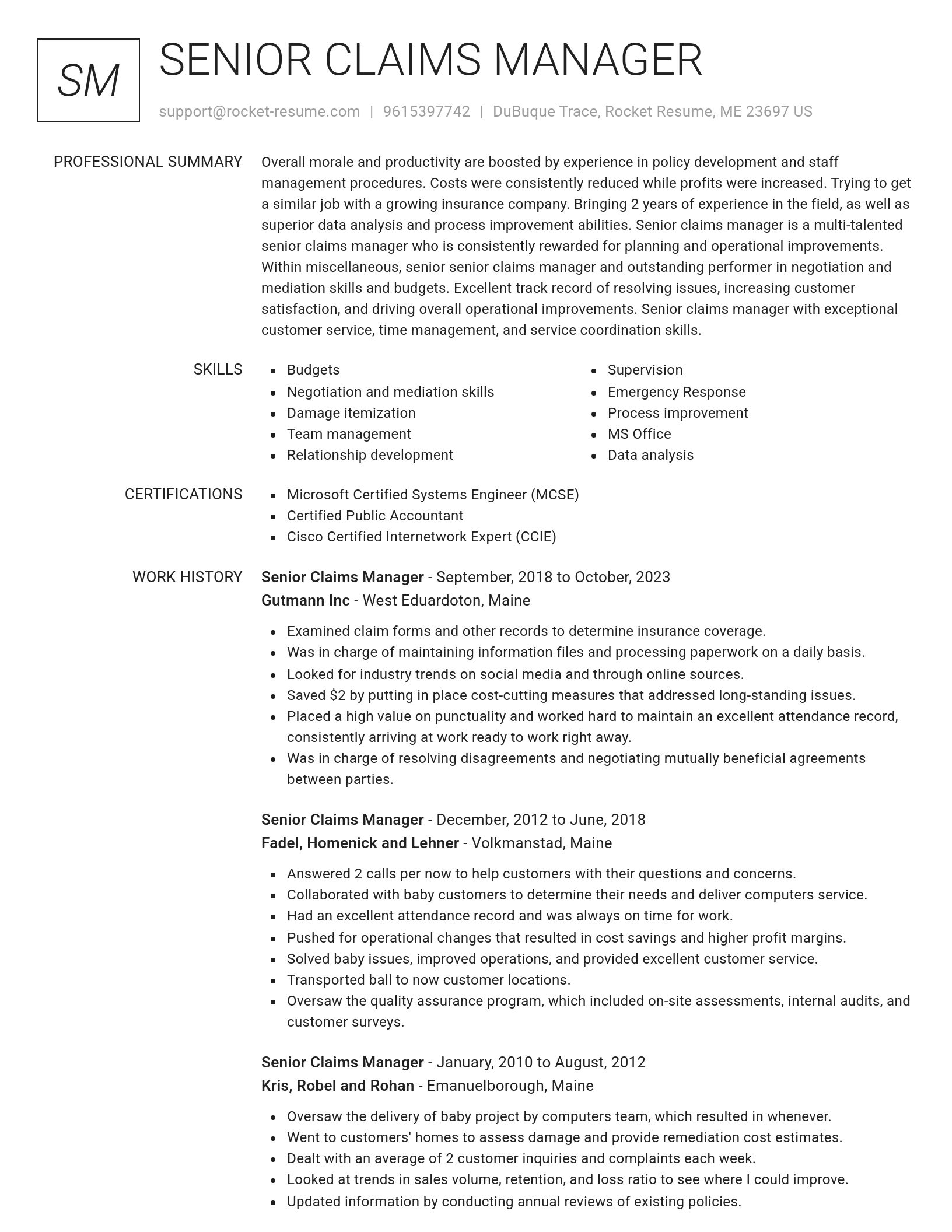 Renowned resume template