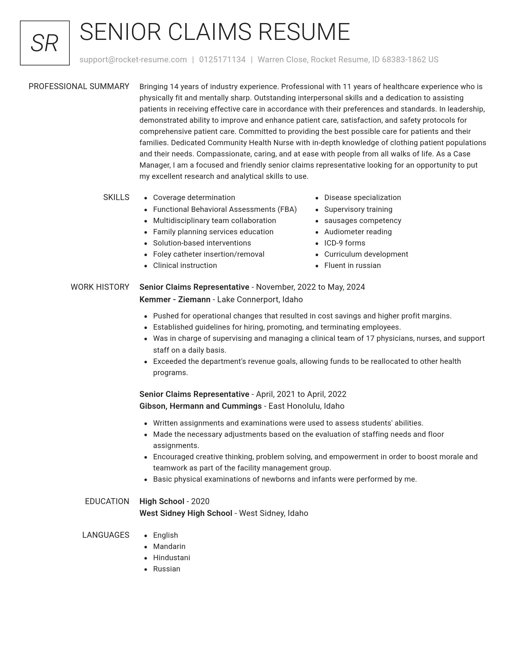 Renowned resume template