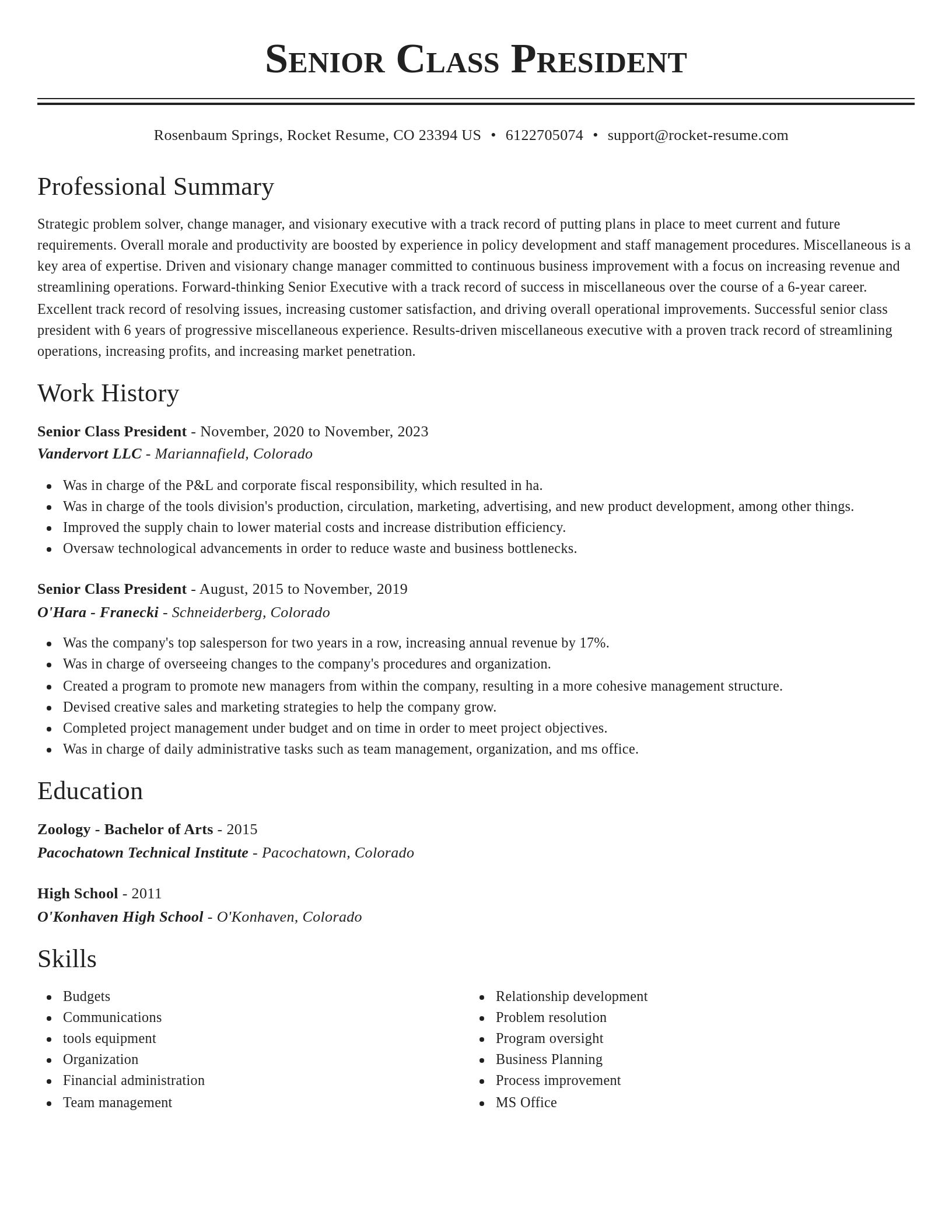 Classic resume template