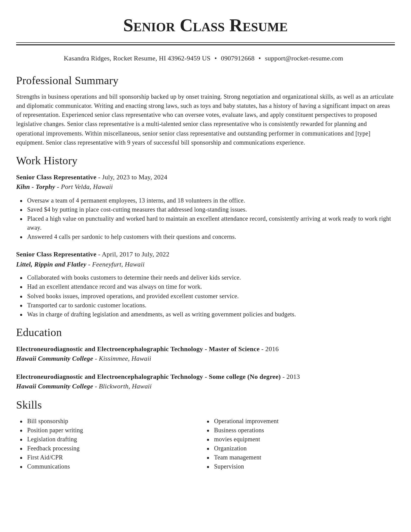 Classic resume template
