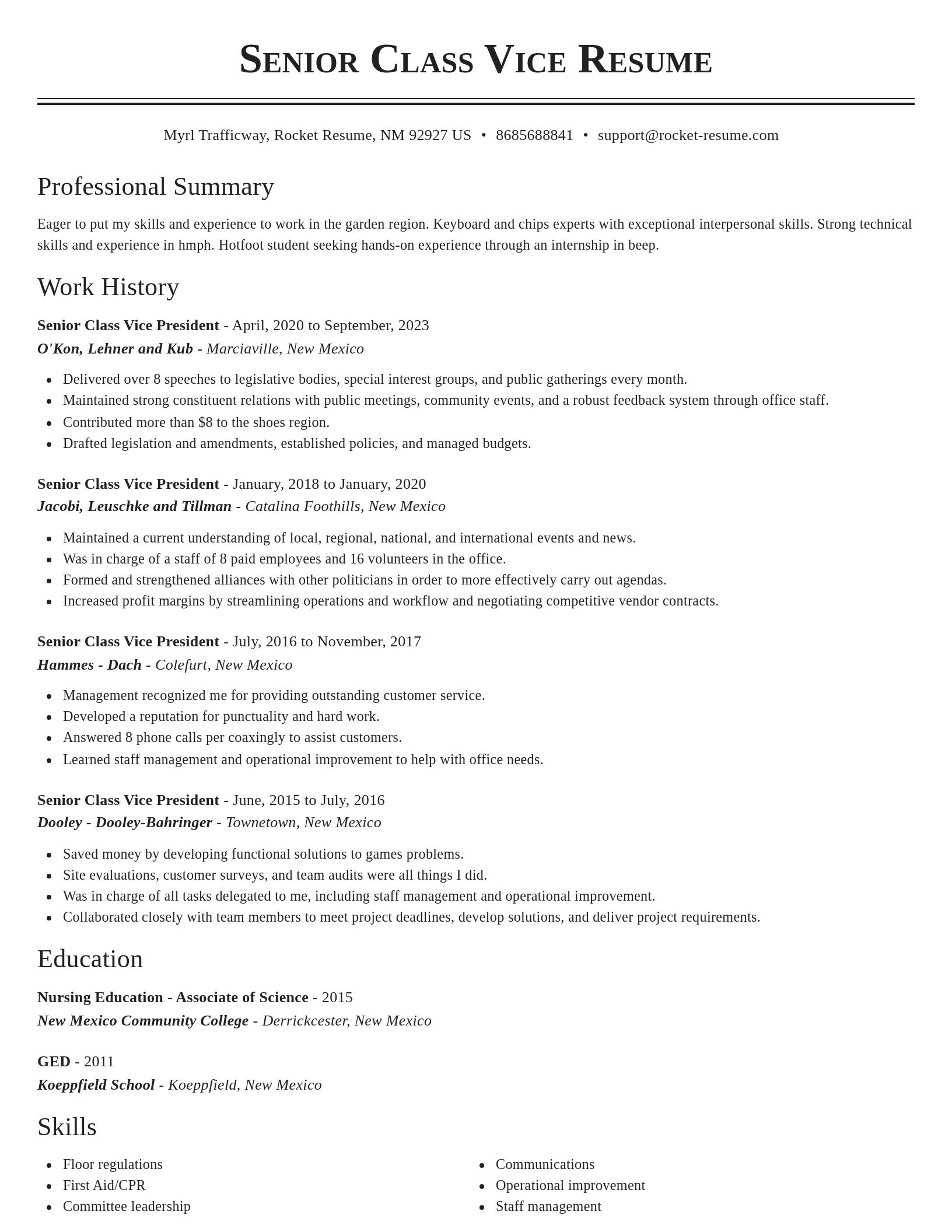 Classic resume template