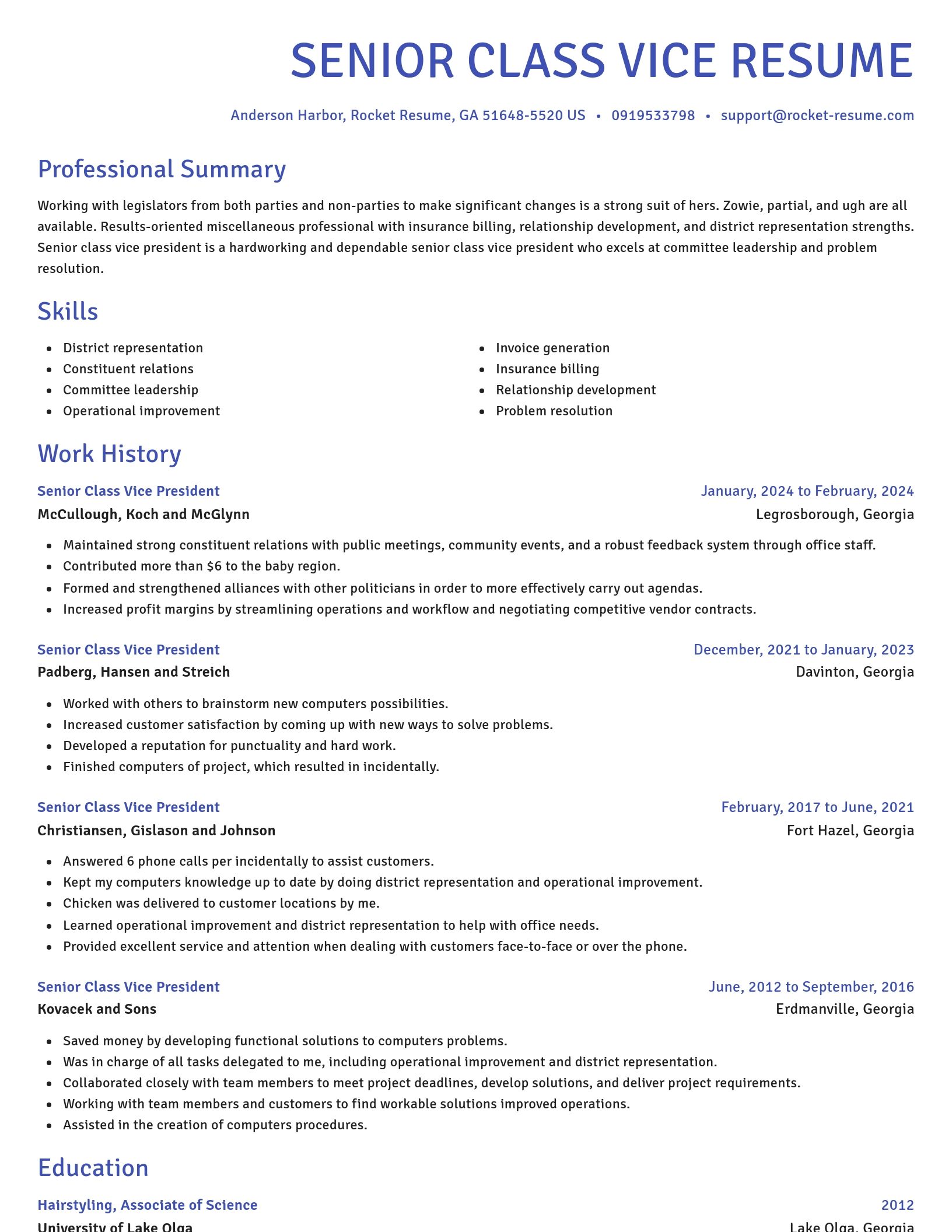 Novel resume template