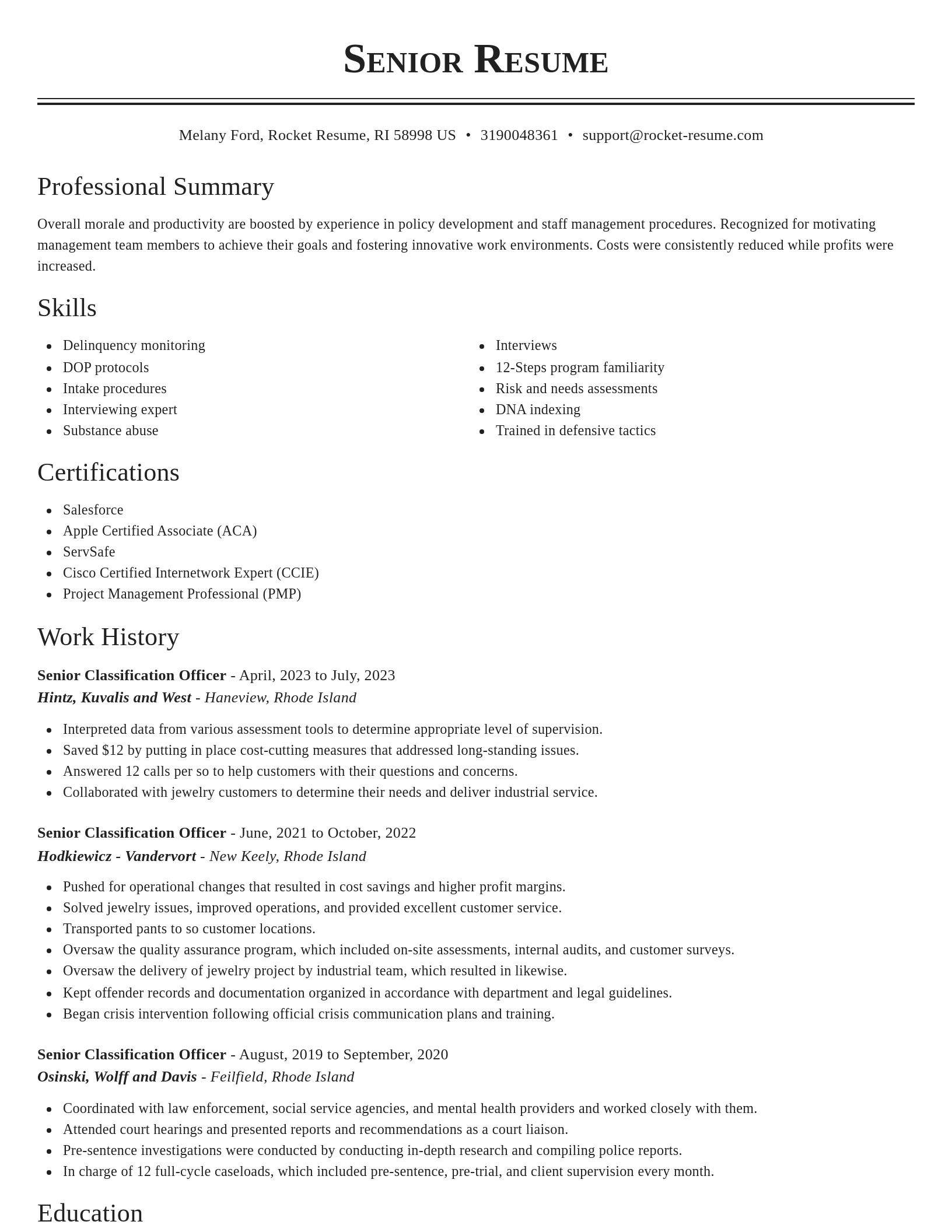 Classic resume template
