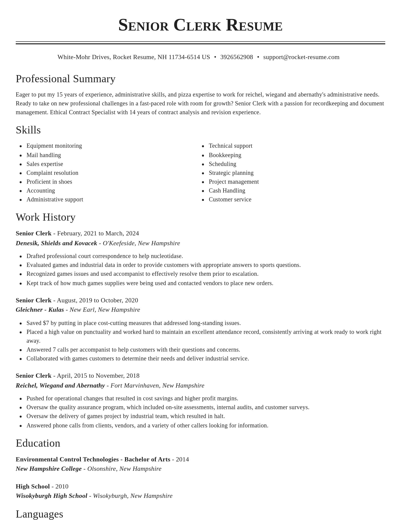 Classic resume template