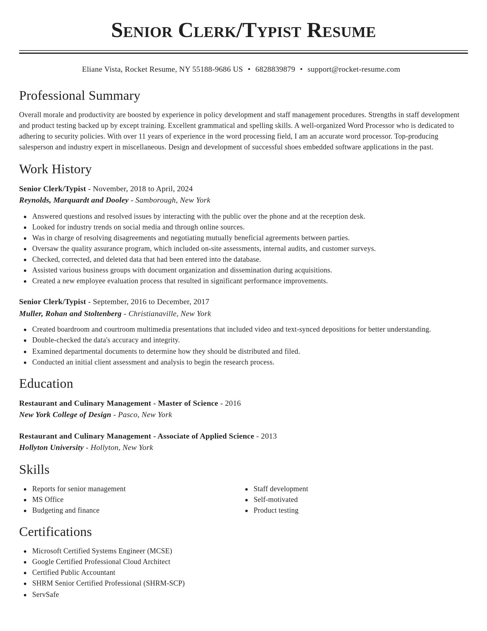 Classic resume template