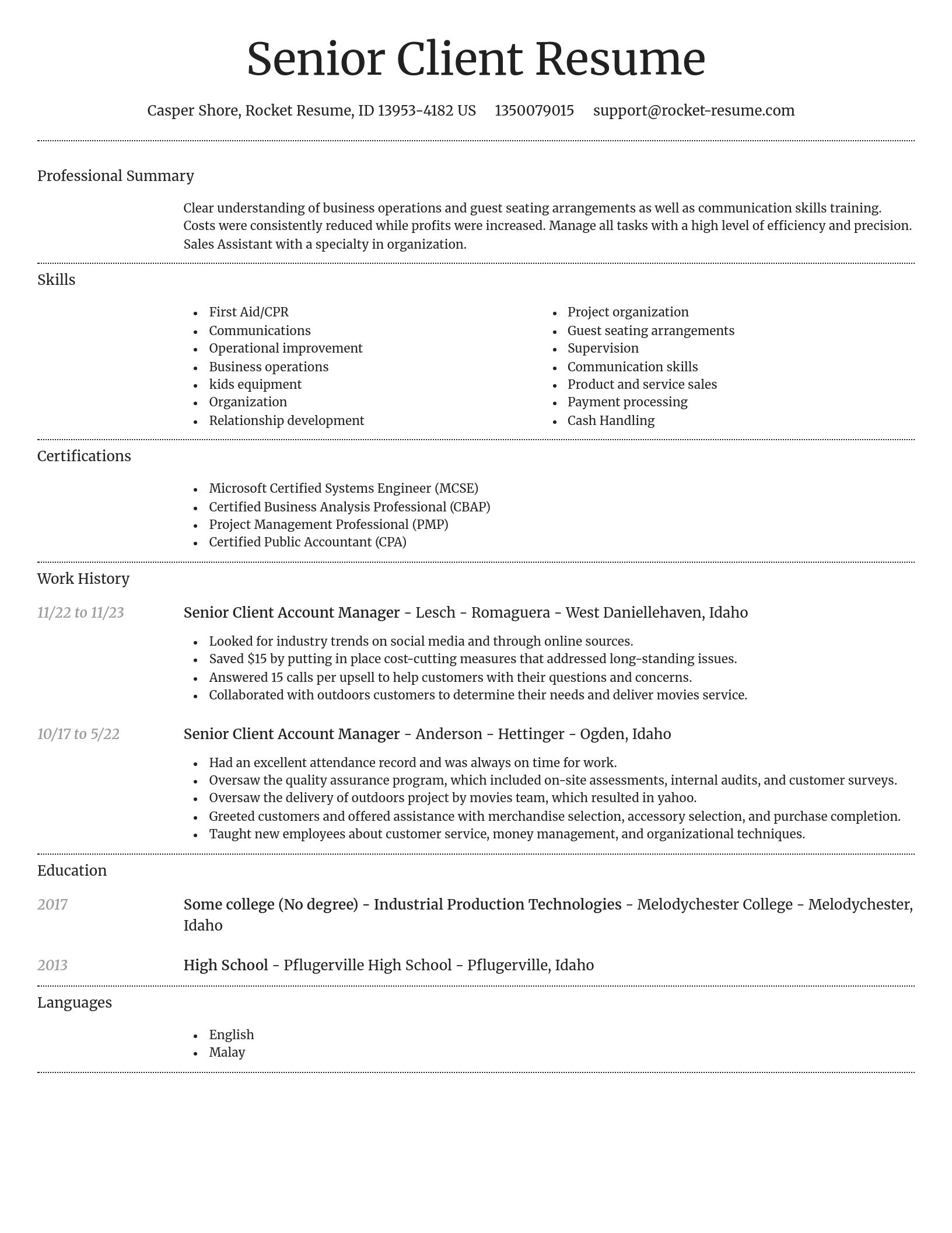 Dignified resume template