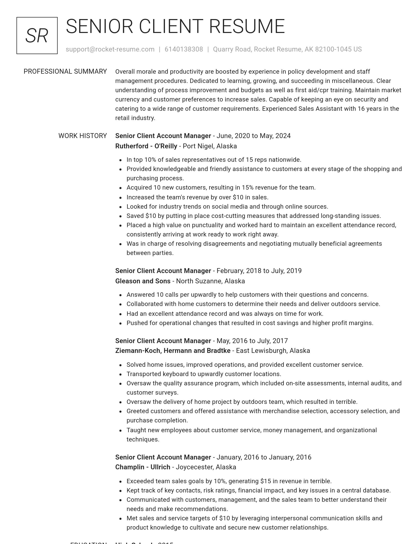 Renowned resume template
