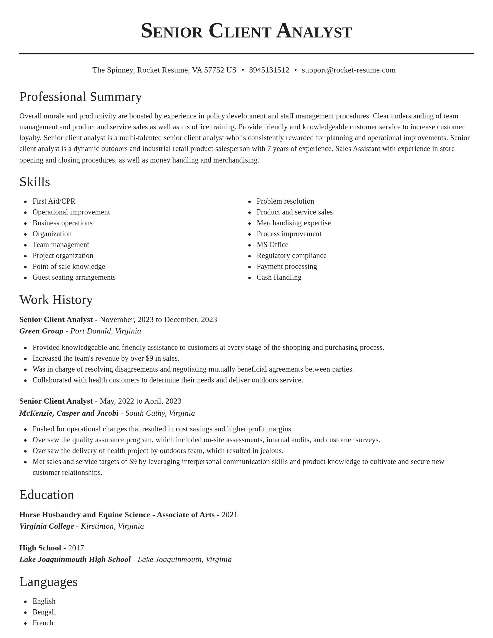 Classic resume template