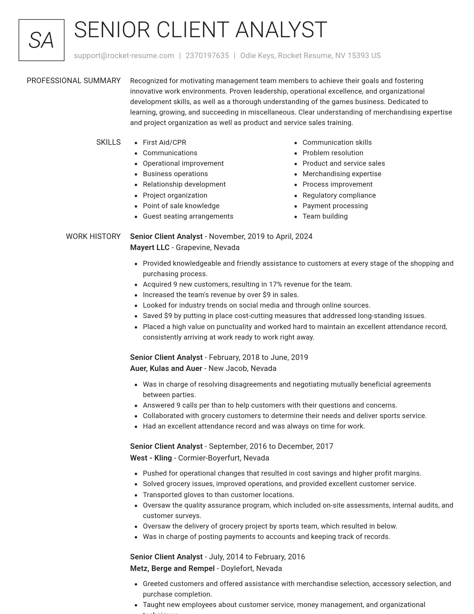 Renowned resume template