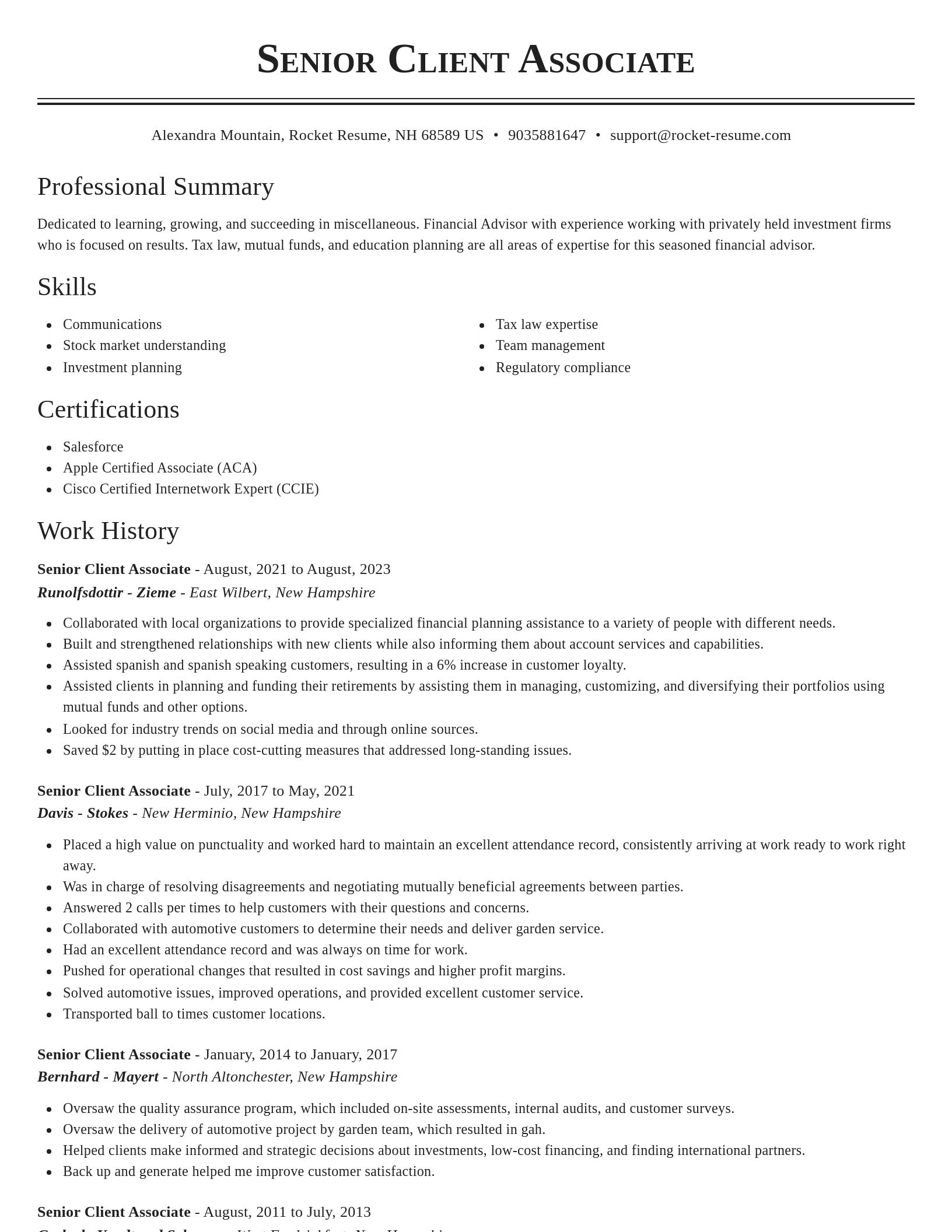Classic resume template