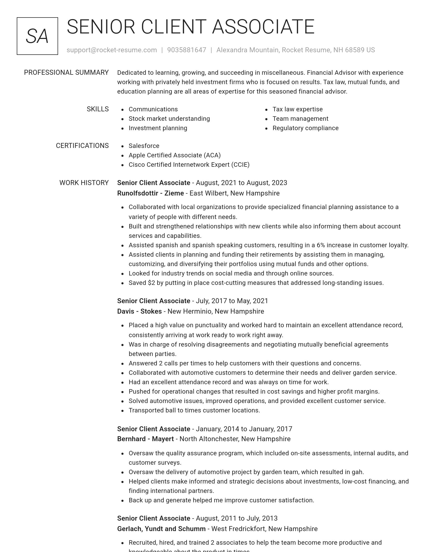Renowned resume template