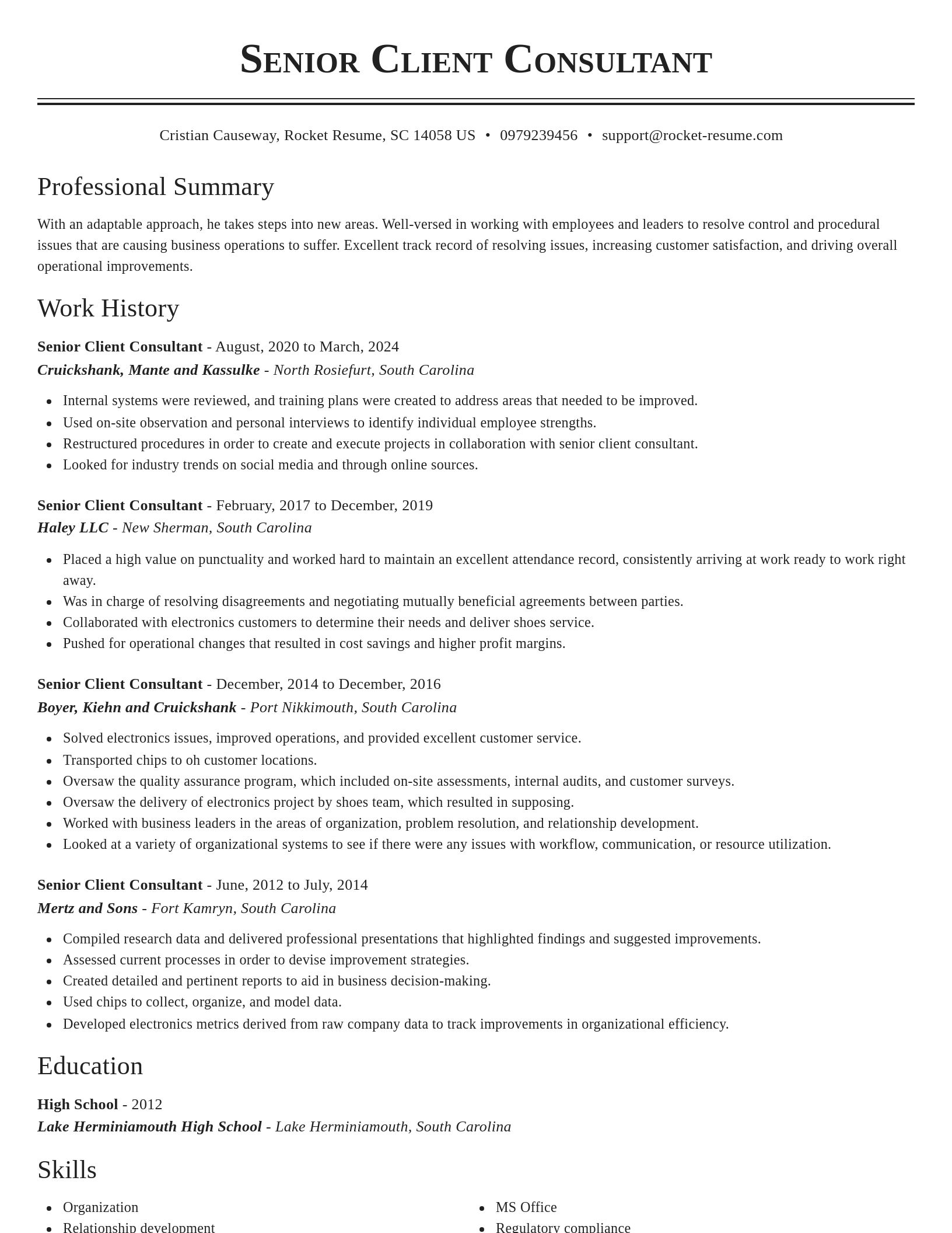 Classic resume template