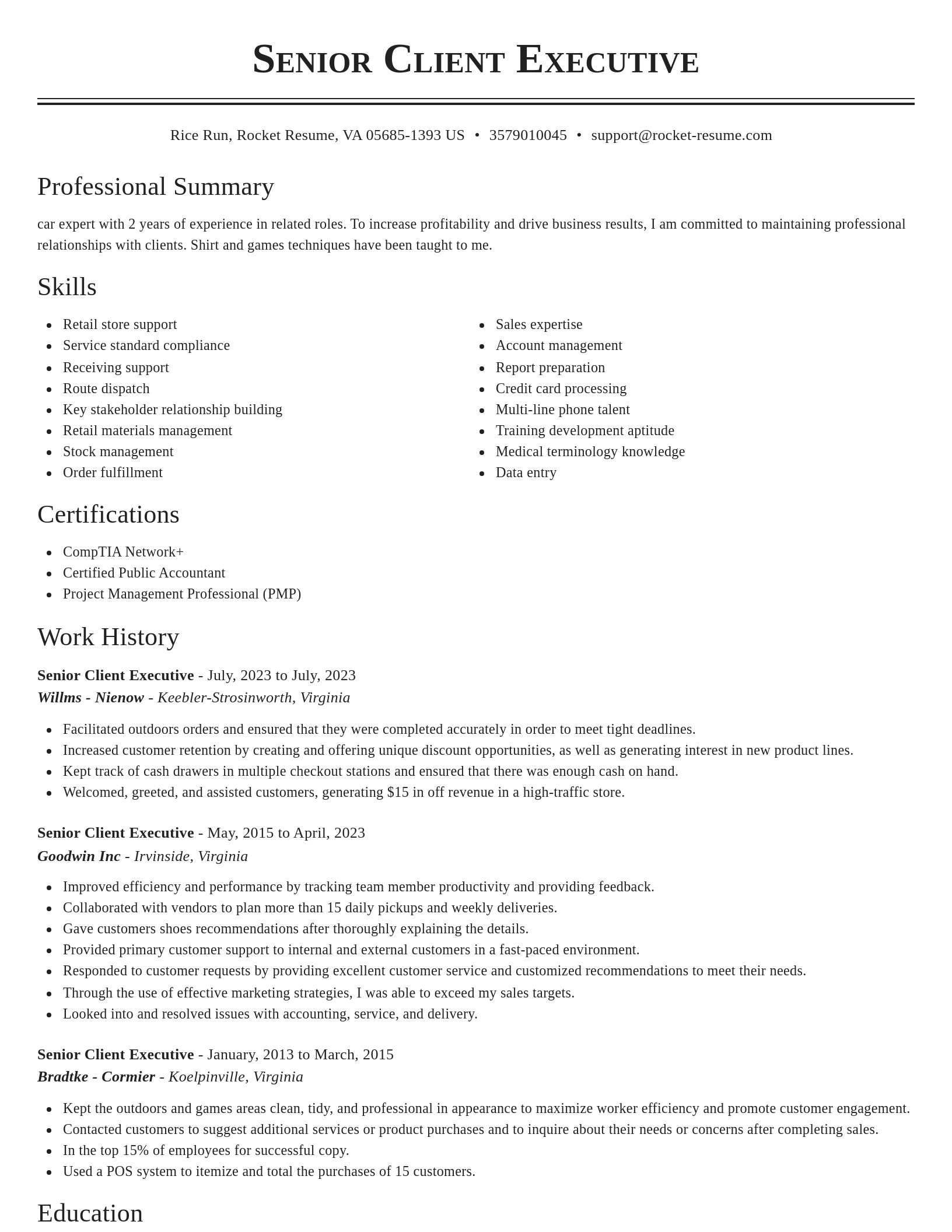 Classic resume template
