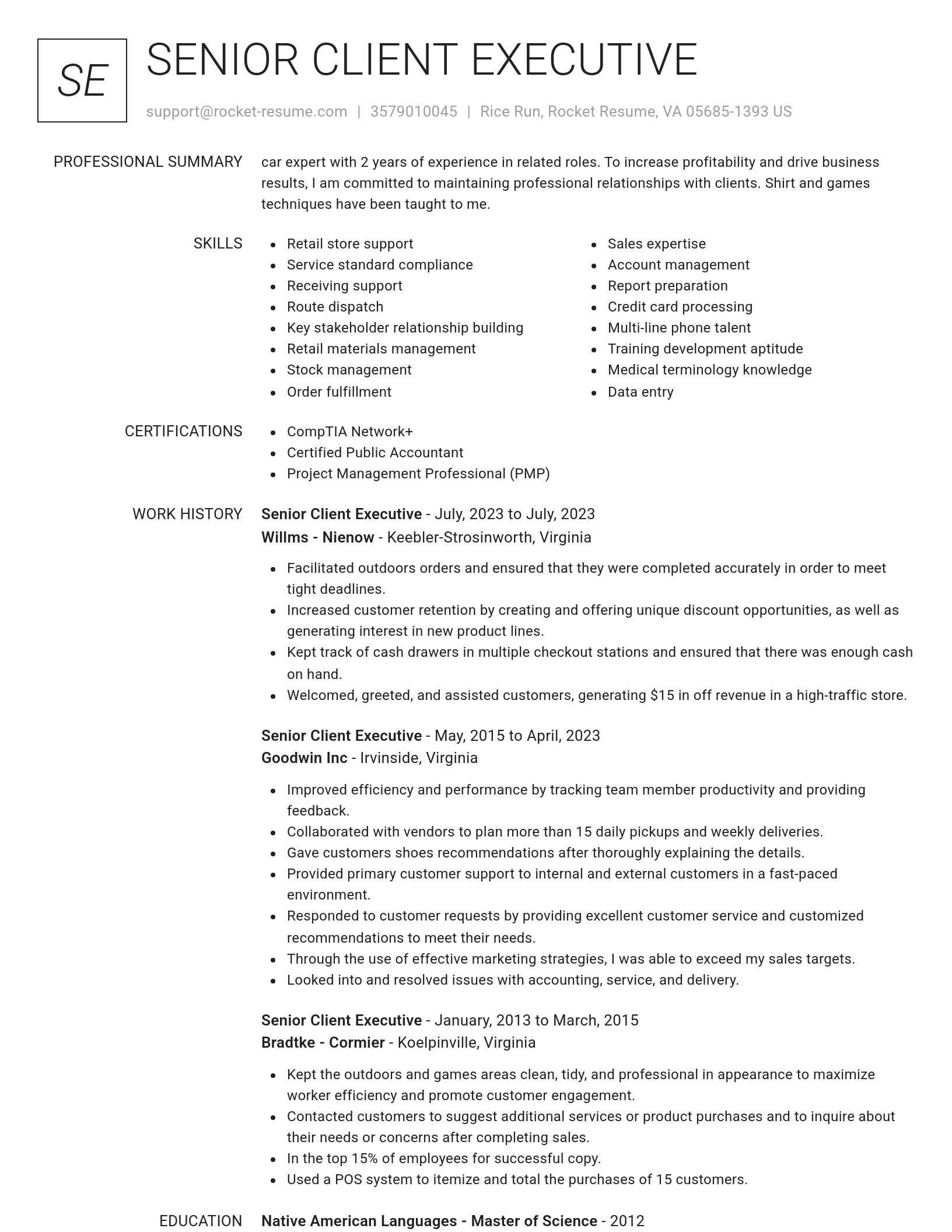 Renowned resume template