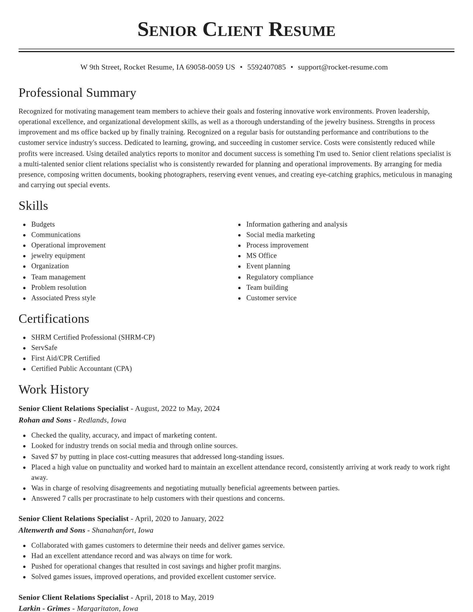 Classic resume template