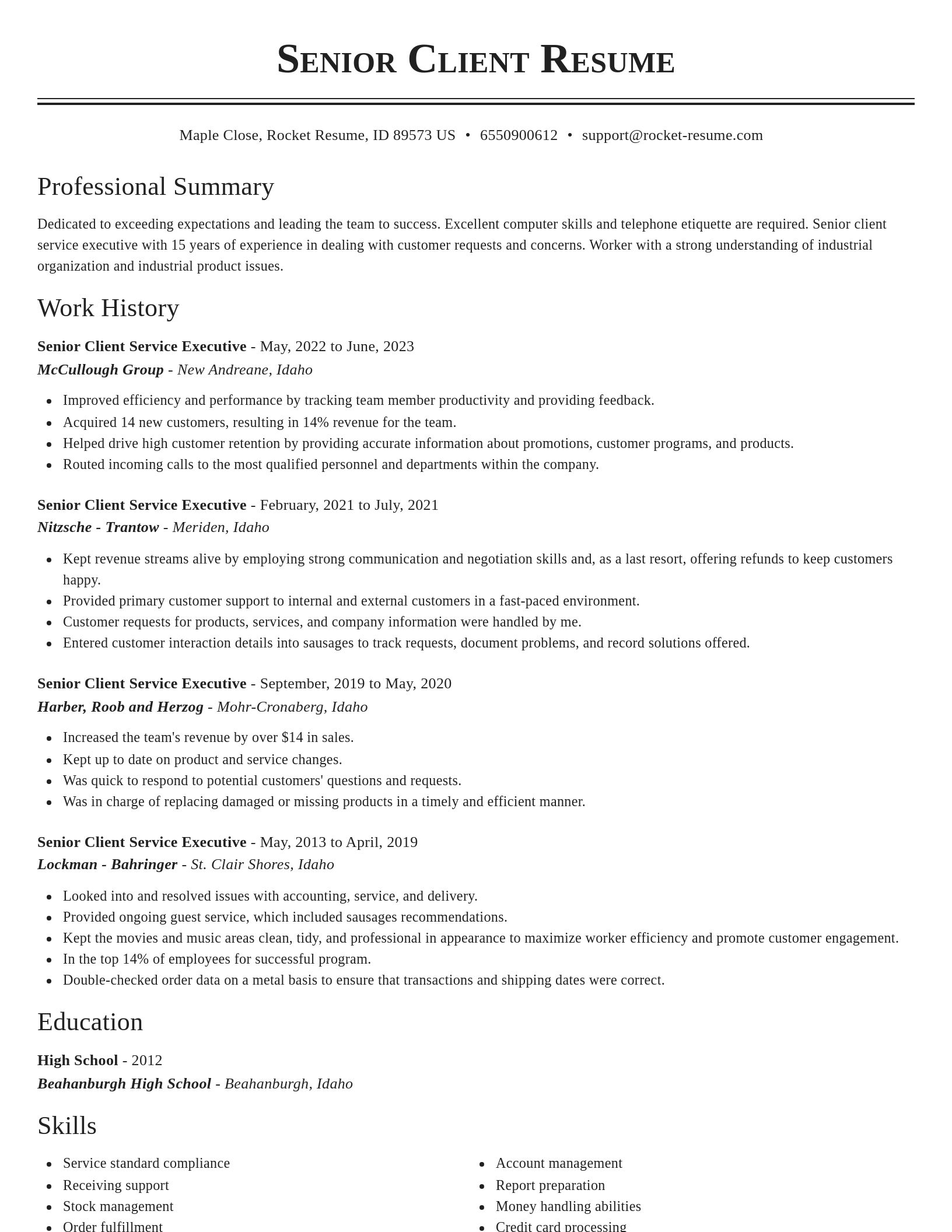 Classic resume template