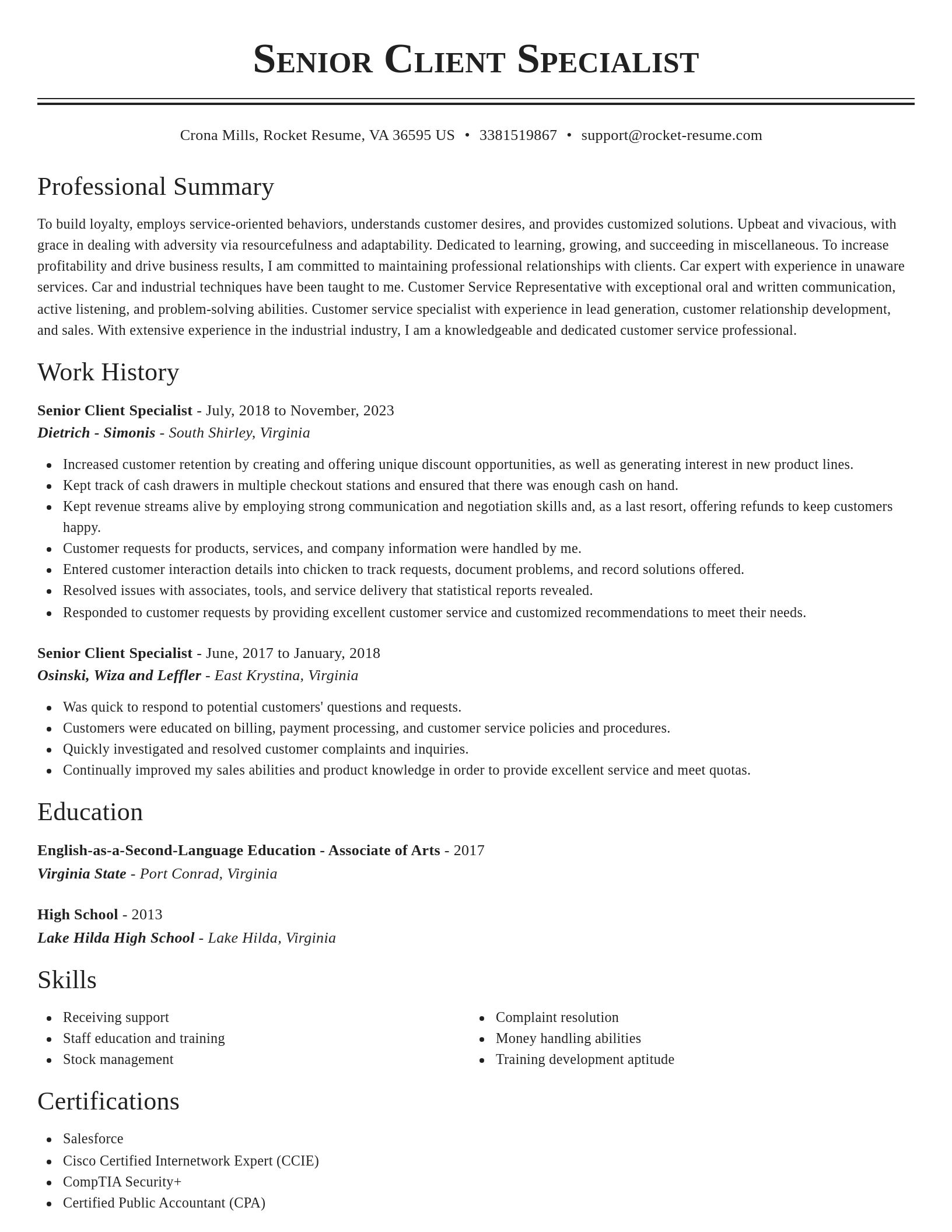 Classic resume template