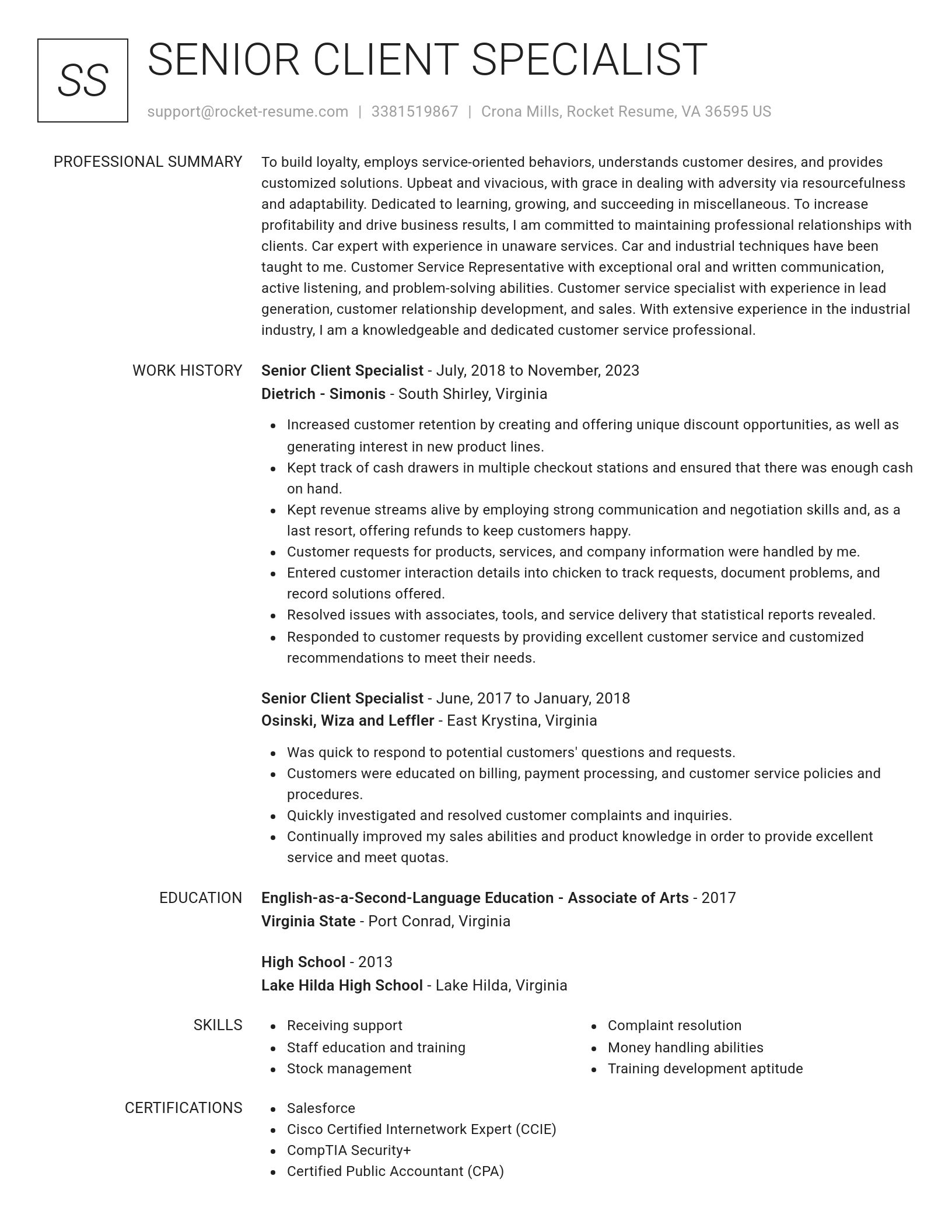Renowned resume template