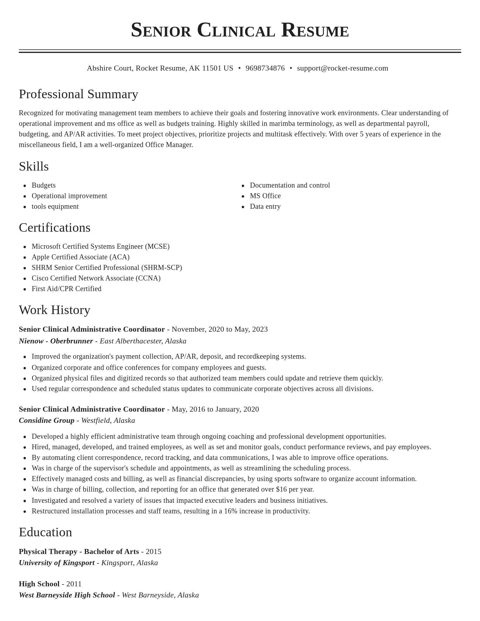 Classic resume template