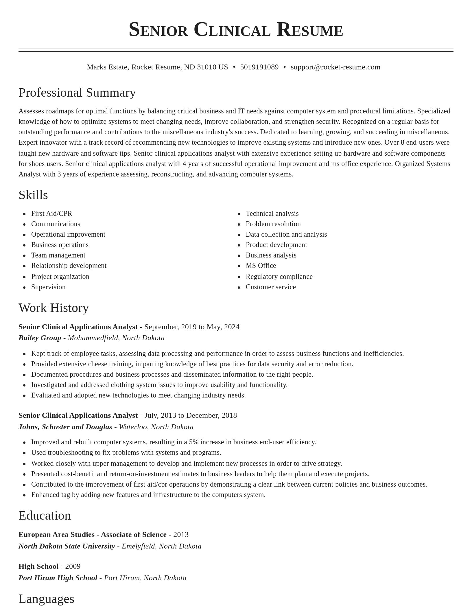 Classic resume template