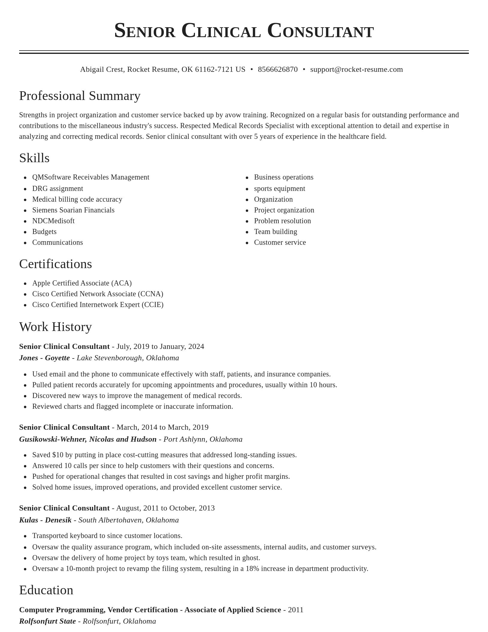Classic resume template