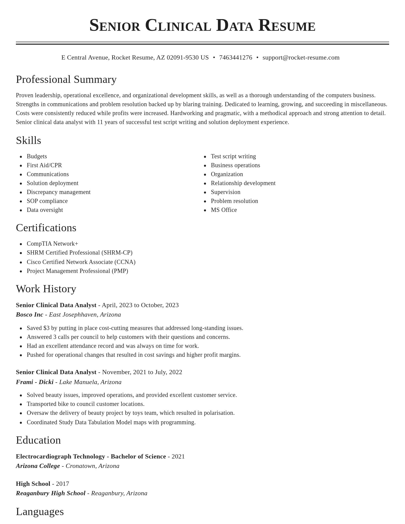 Classic resume template
