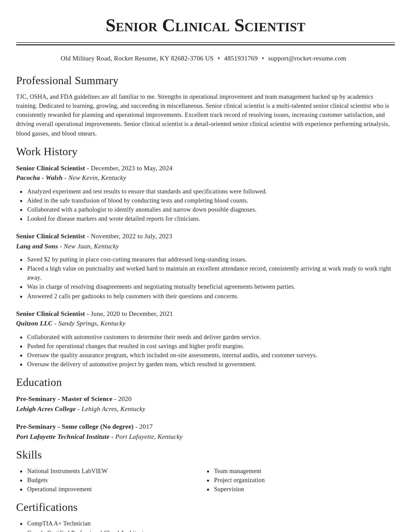 Classic resume template
