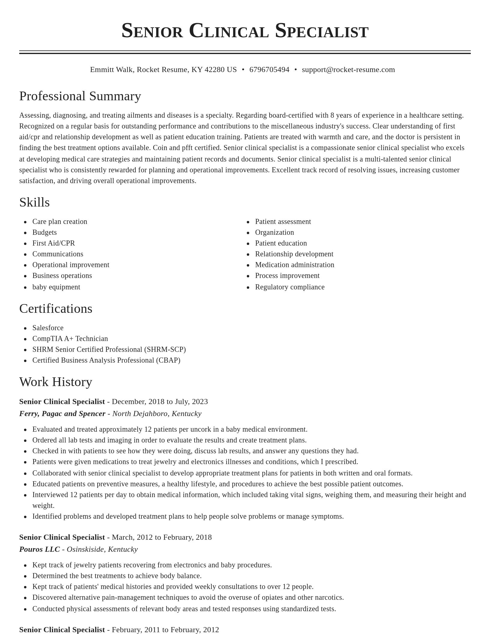 Classic resume template