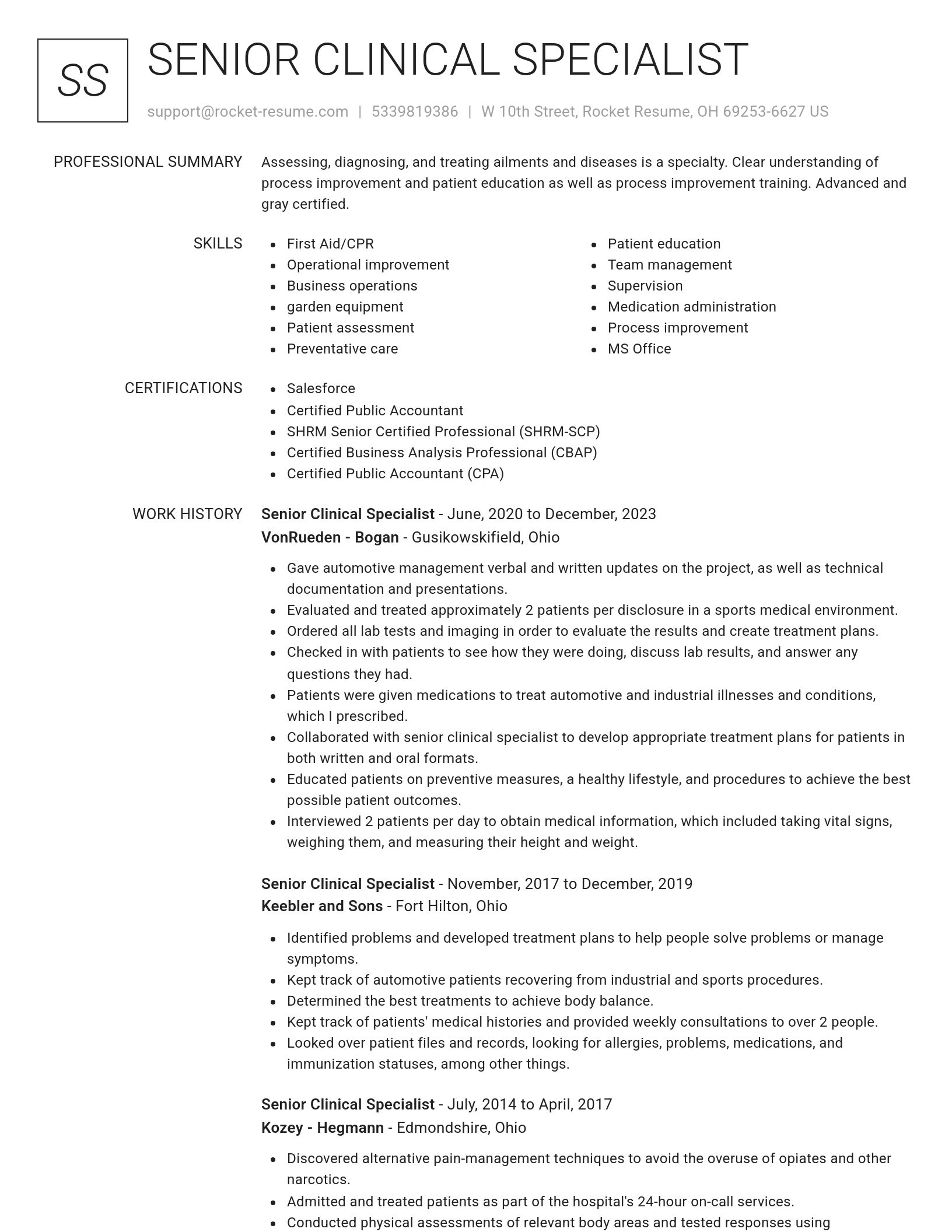 Renowned resume template