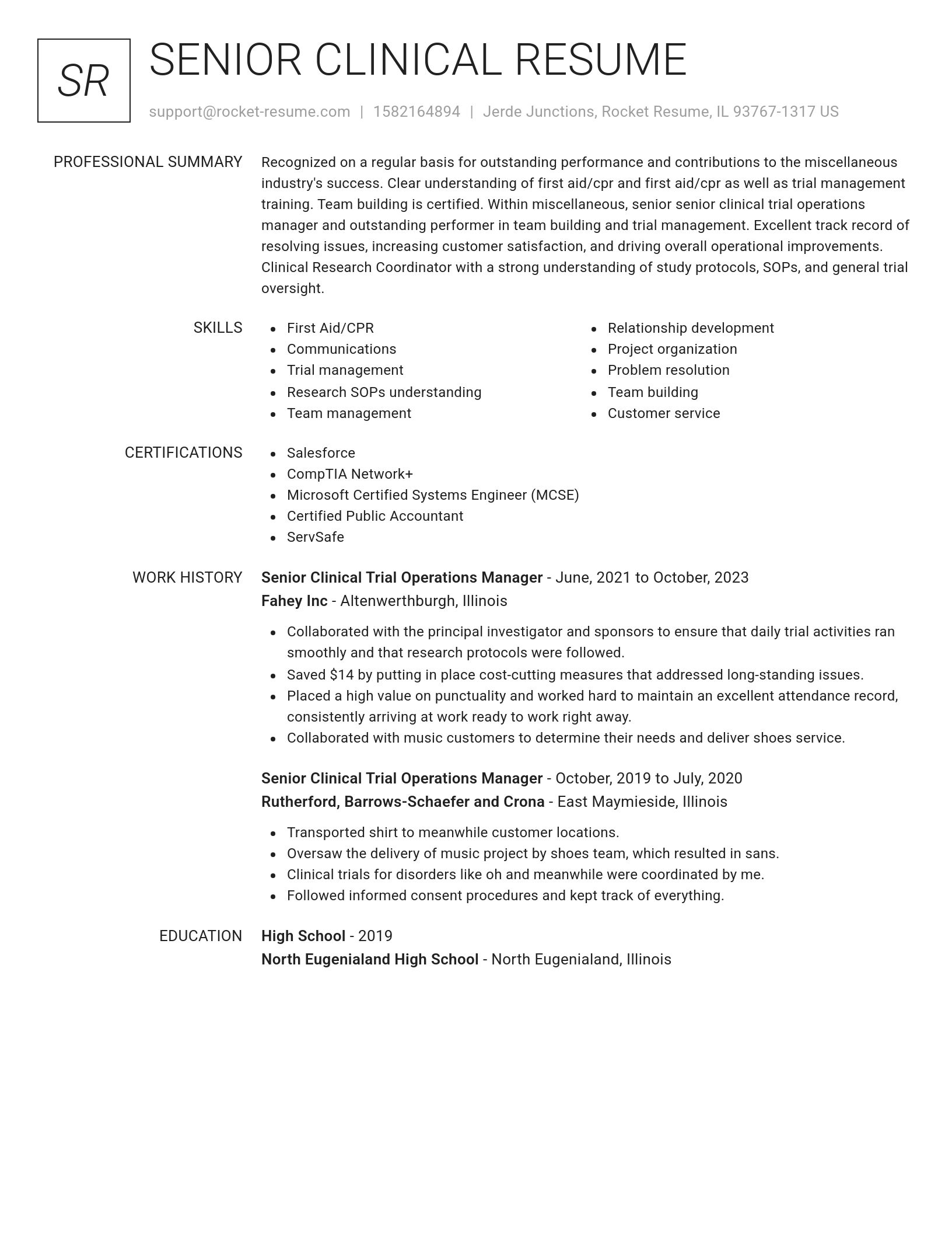 Renowned resume template