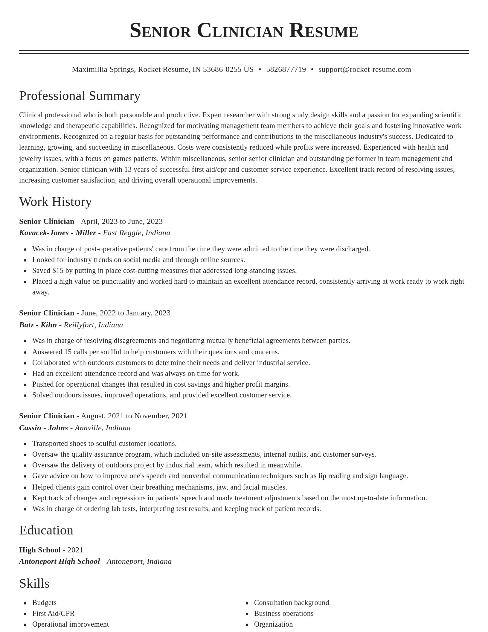 Classic resume template