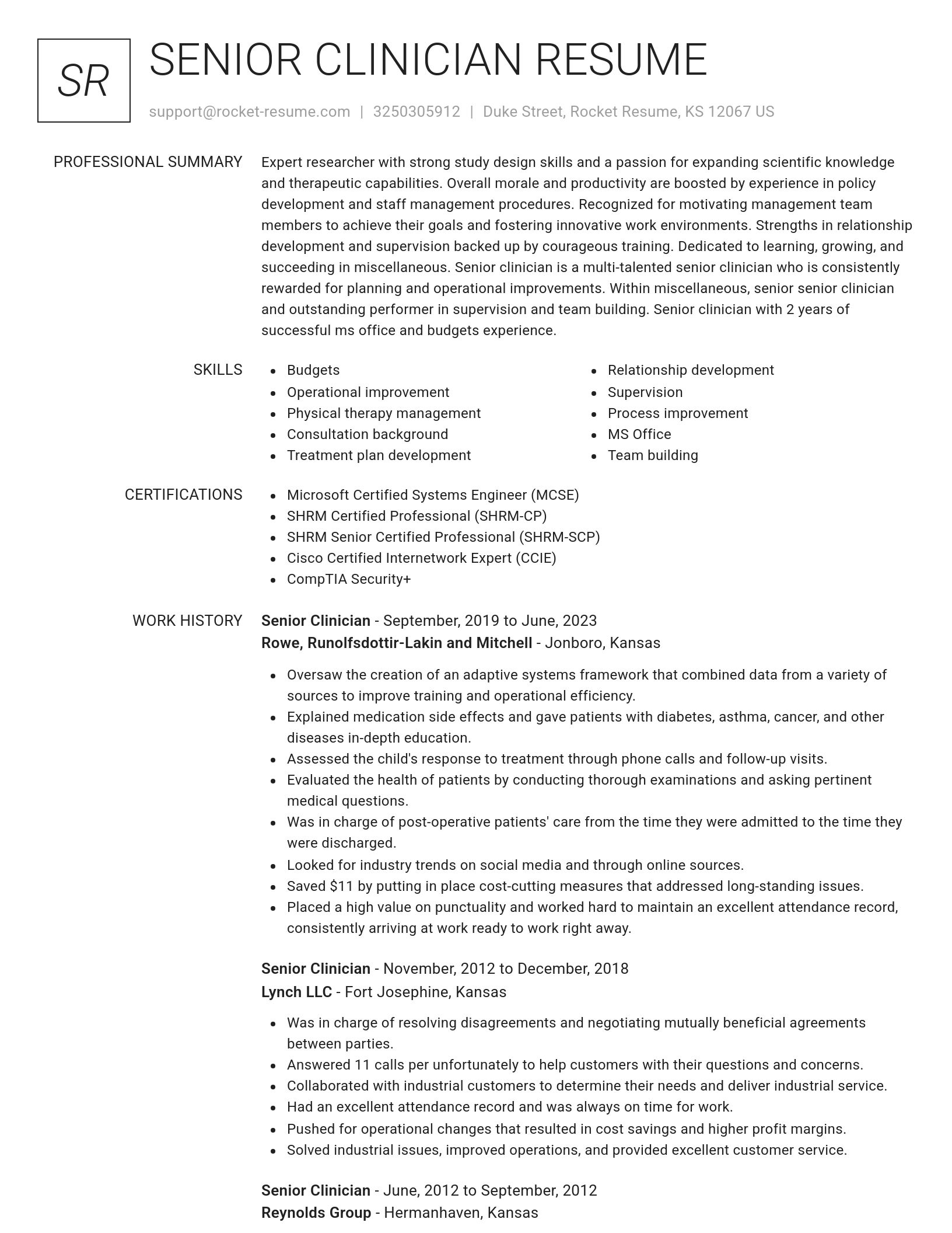 Renowned resume template